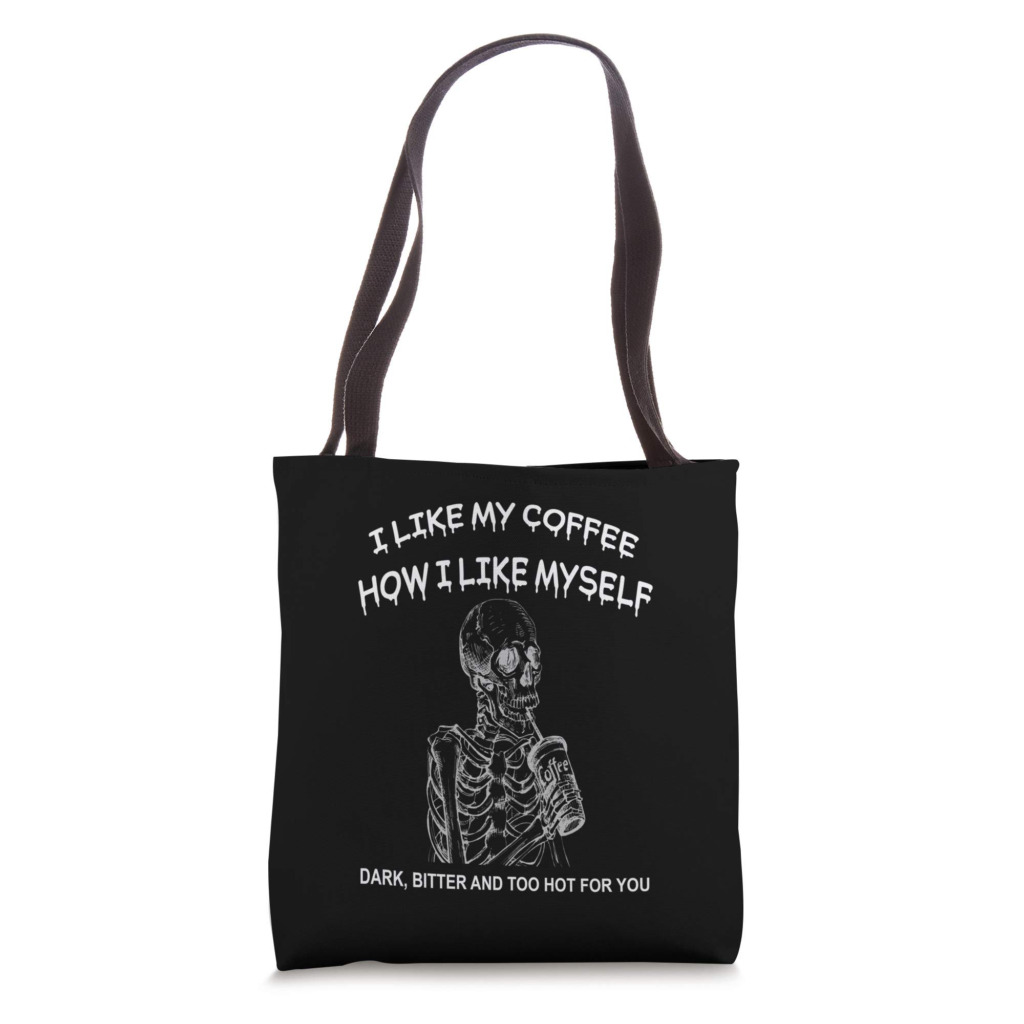 Gothic Skeleton Coffee Tote Bag - Dark Humor Funny Shopping Bag for Coffee Lovers | Perfect for Grocery, Bookstore & Goth Fashion Accessory