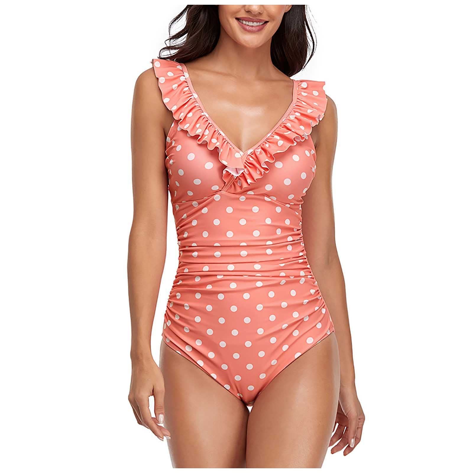 Sexy Lace V-Neck One-Piece Swimsuit for Women - Polka Dot Bikini & Monokini 2-Piece Swimwear Set - Perfect for Beach Vacations, Pool Parties & Summer Getaways