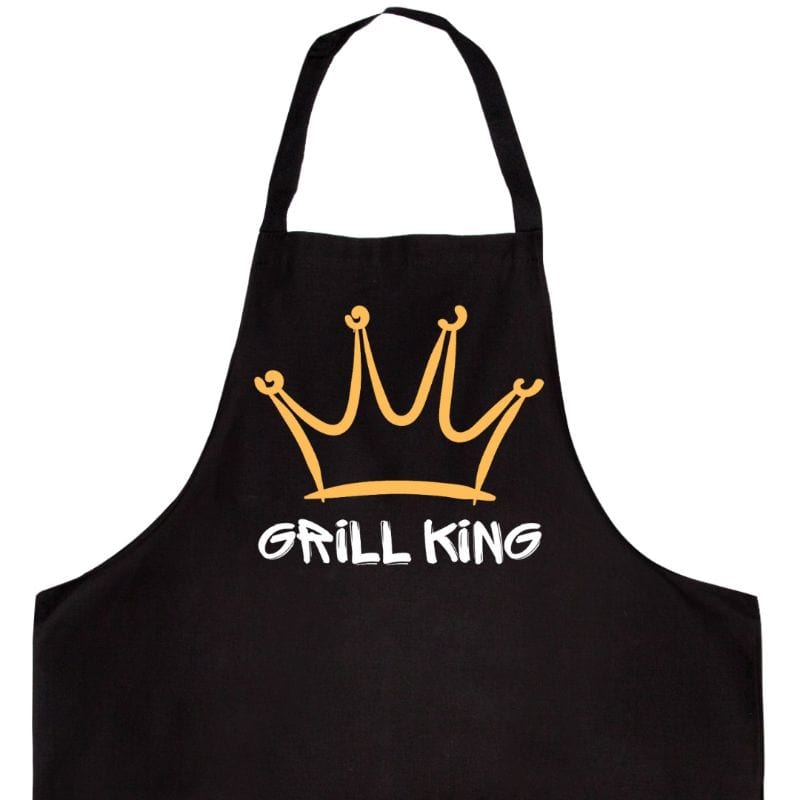 Grill King Men's BBQ Apron for Grilling - Heavy Duty Cotton Cooking Apron with Adjustable Neck Strap & Pockets - Perfect for Outdoor Grilling, Backyard BBQ, Camping & Kitchen Cooking