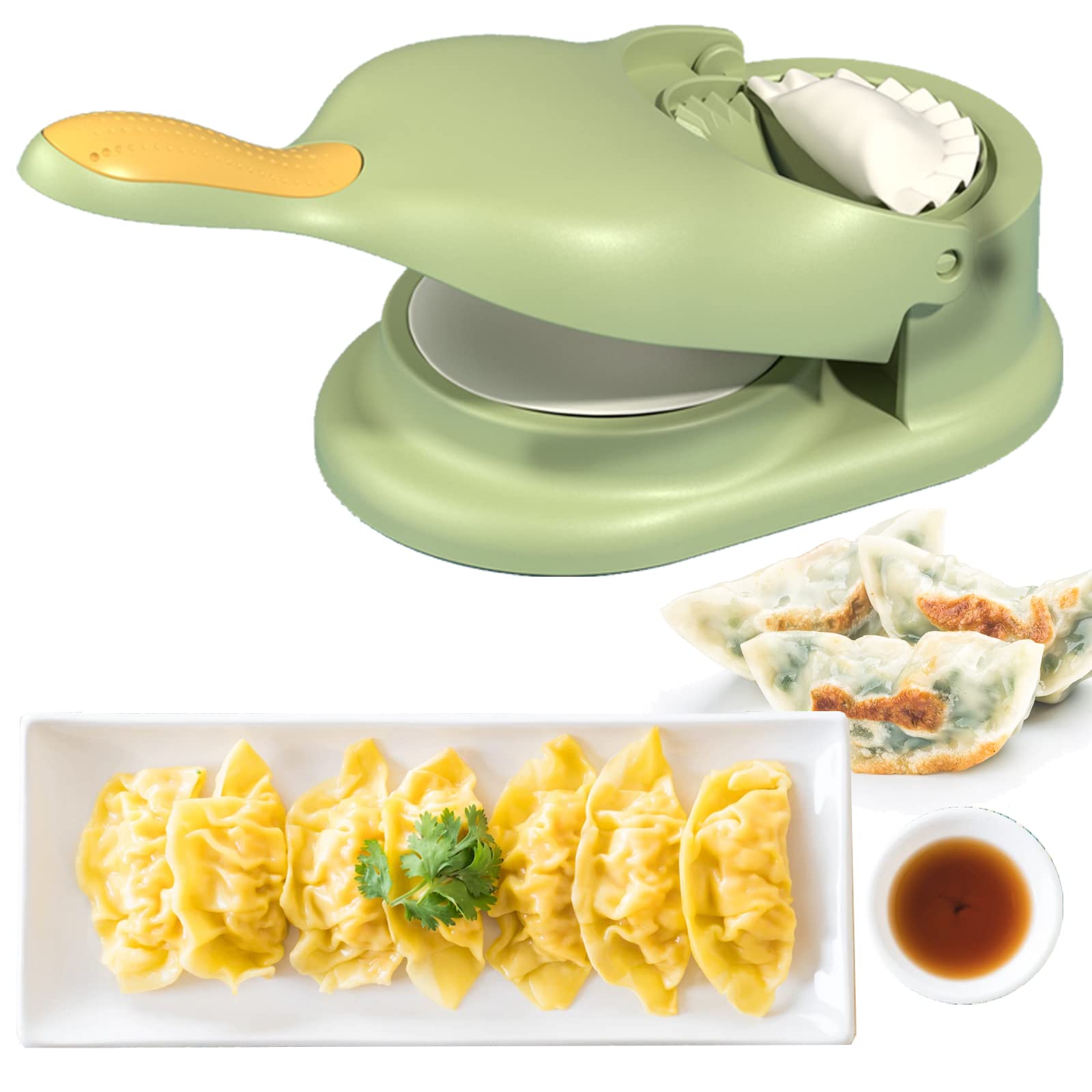 2 in 1 Dumpling & Empanada Maker Press - Manual Dough Presser for Homemade Dumplings, Empanadas, Pierogi & Pastries - Kitchen Gadget for Asian & Latin Cuisine (Green) | Perfect for Family Cooking, Party Snacks & Meal Prep
