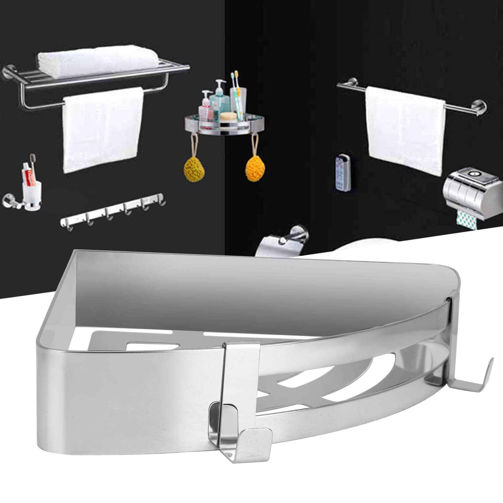 Stainless Steel Corner Shelf for Bathroom - Wall Mounted Toilet Rack & Bathroom Storage Organizer - Perfect for Small Spaces, Shower Caddies, and Bathroom Accessories