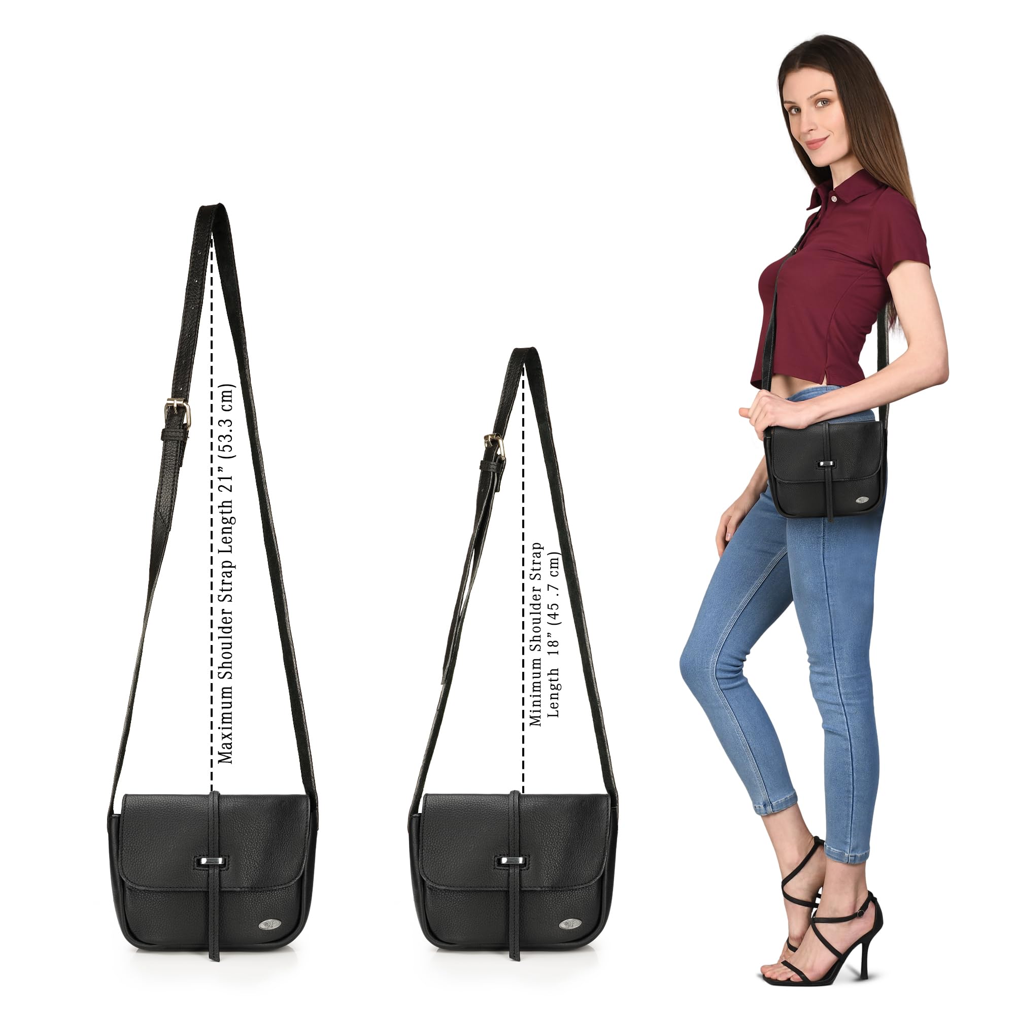 LUXEORIA Genuine Leather Crossbody Bag for Women - Travel & Daily Use