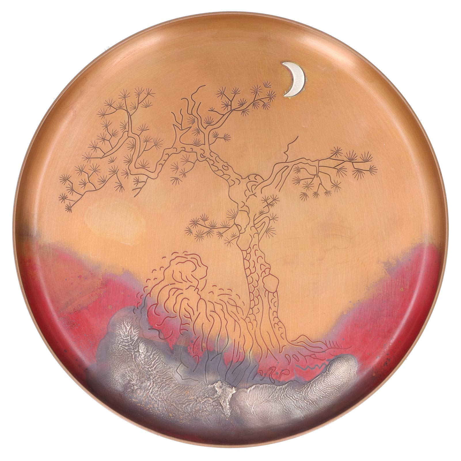 Non-Slip Round Tea Cup Holder - 19cm Chinese Red Copper Tea Plate for Home & Office - Perfect for Tea Ceremonies, Afternoon Tea, and Gifts
