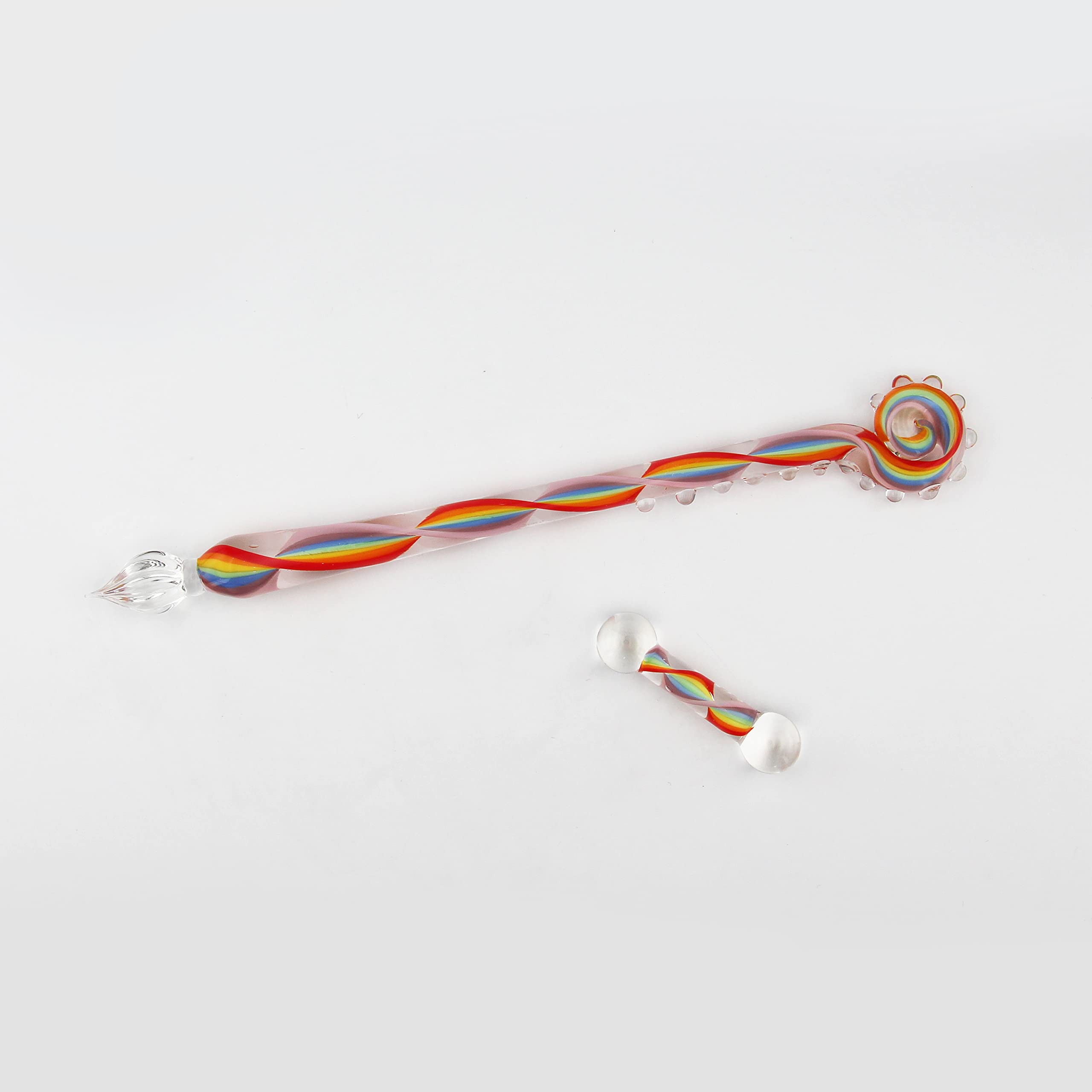 Rainbow Twisted Handmade Glass Dip Pen for Calligraphy & Art - Unique Writing Tool for Journaling, Drawing & Creative Lettering