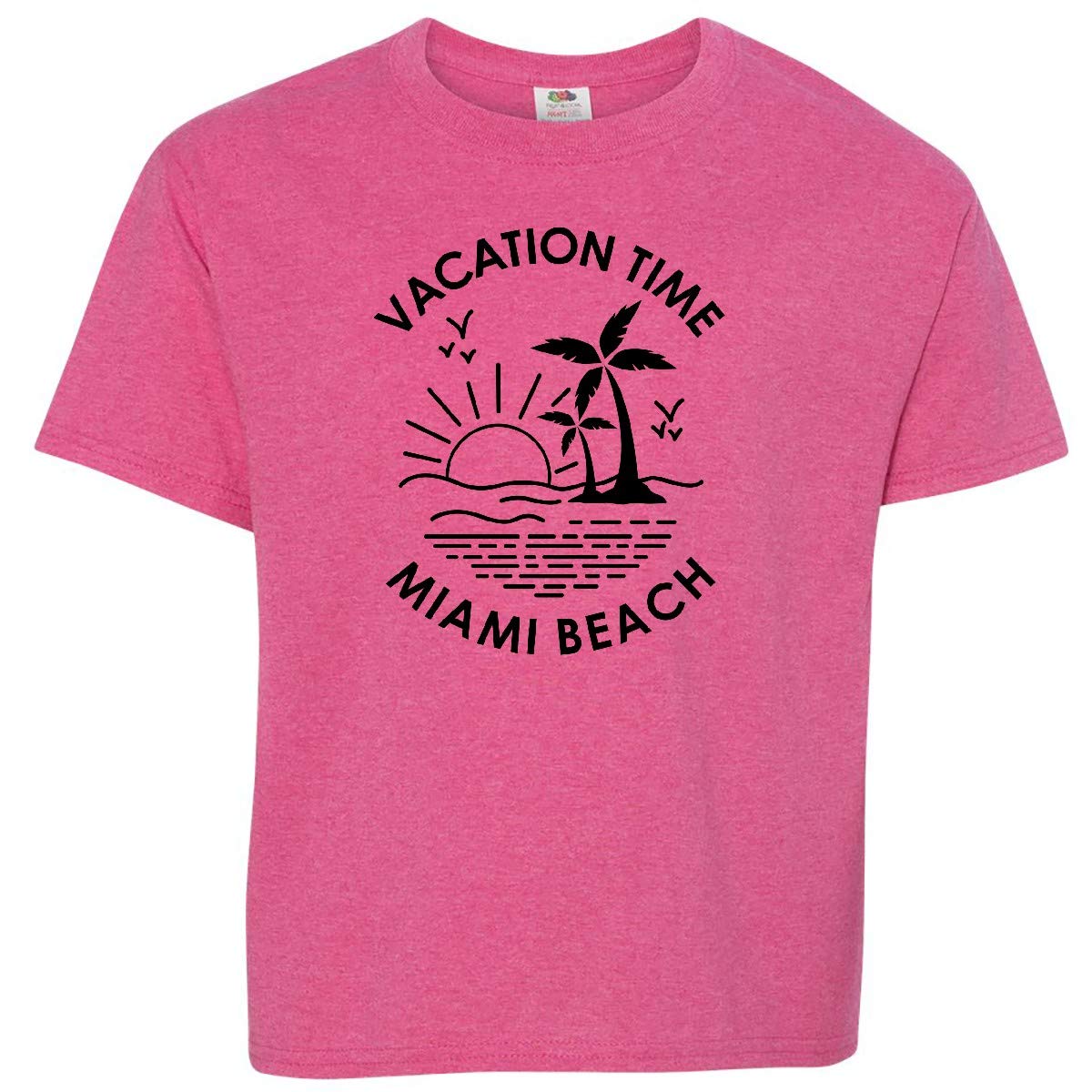 Inktastic Vacation Time in Miami Beach Youth T-Shirt - Fun Summer Graphic Tee for Kids - Perfect for Beach Trips, Family Vacations & Casual Wear