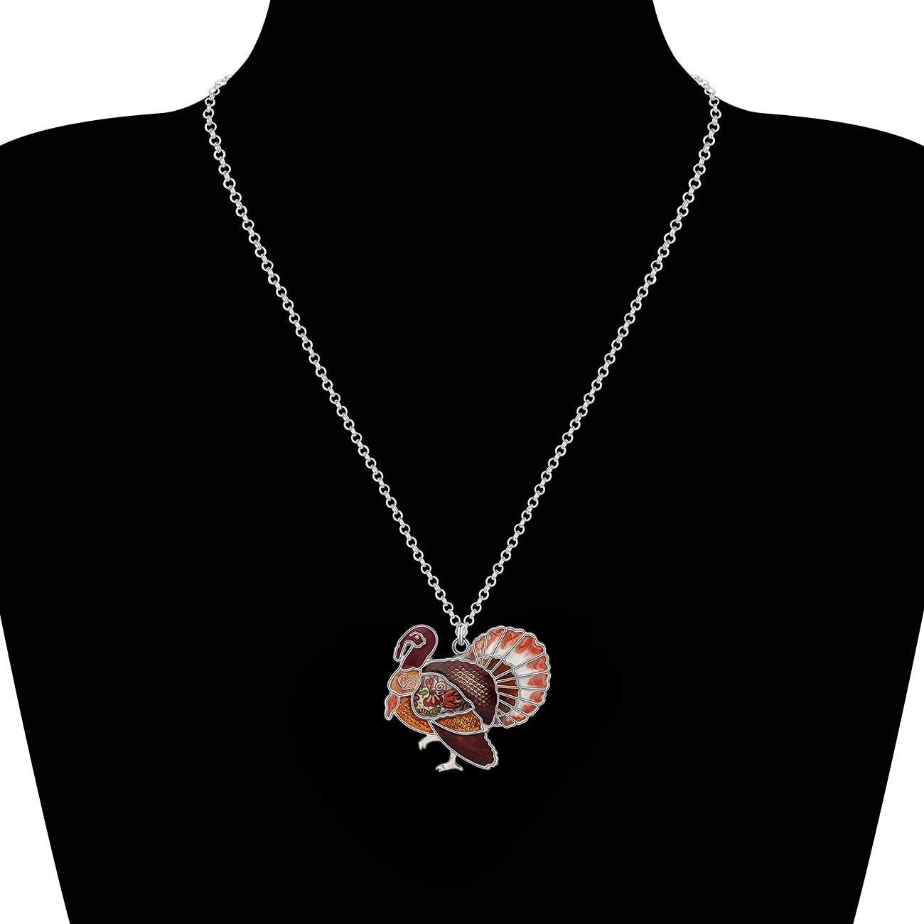 WEVENI Enamel Alloy Thanksgiving Turkey Necklace - Elegant Chicken Pendant Charm Jewelry for Women | Perfect Holiday Gift for Thanksgiving, Christmas & Party Accessories