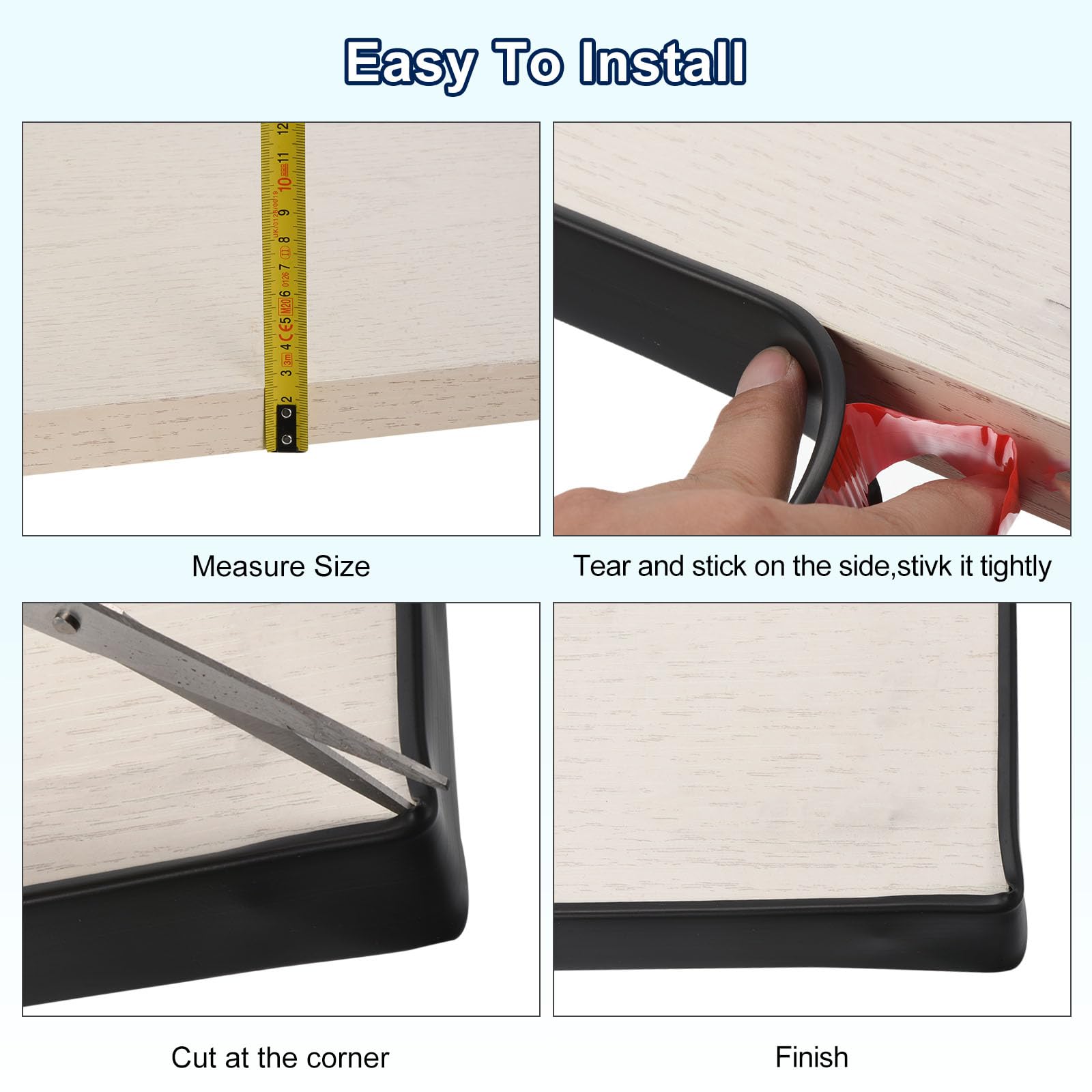 uxcell 16.4ft U-Shape Self-Adhesive Edge Banding - Black TPE Veneer Edging Trim (15mm/3/5