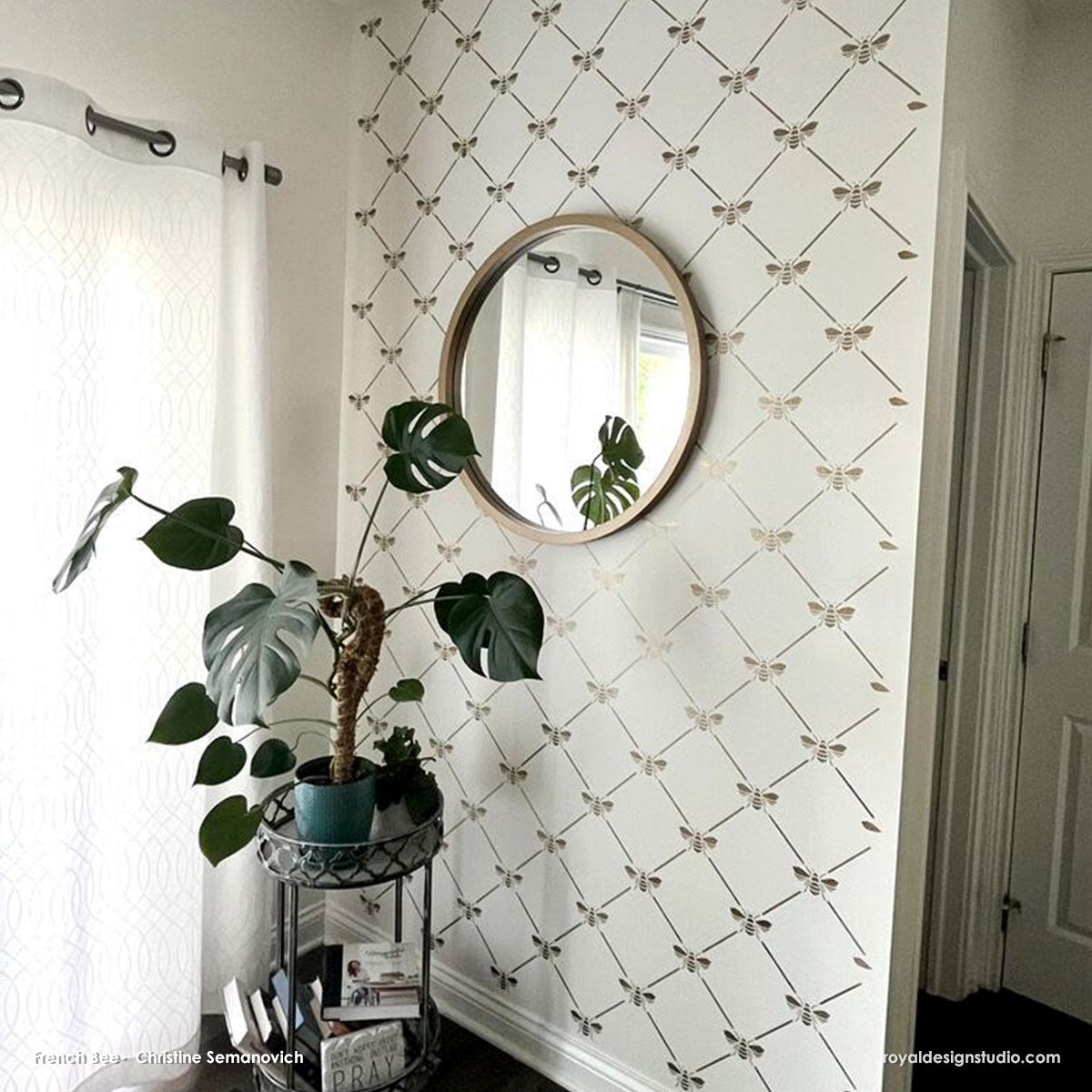 French Bee Trellis Stencil - Reusable DIY Wall Art Template for Home Decor, Garden Projects & Crafting - Perfect for Painting, Stenciling on Wood, Fabric, and Furniture
