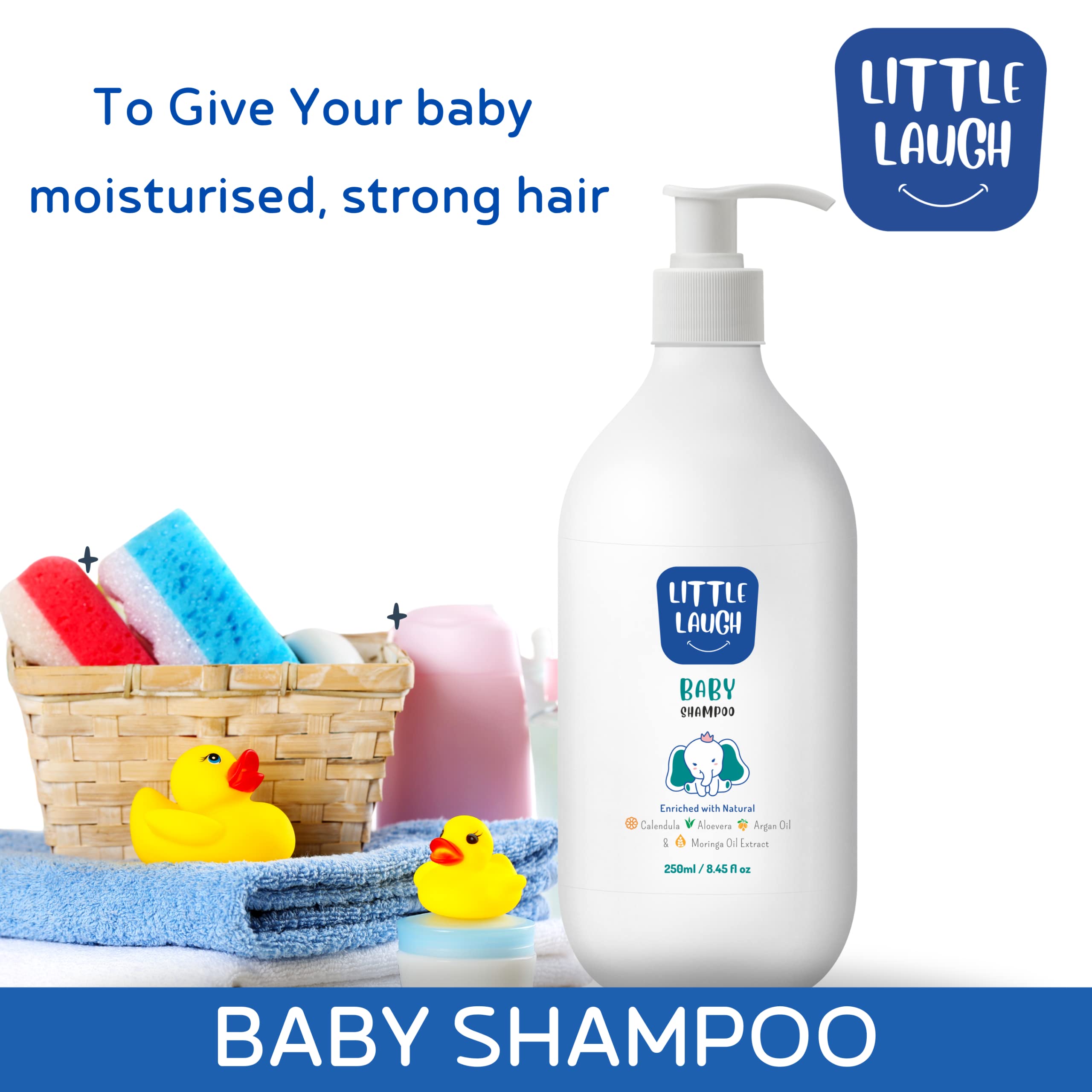 Little Laugh Baby Shampoo 250ml & Hair Oil 100ml Combo Set - Gentle Nourishing Care for Newborn & Infant Delicate Hair - Perfect for Daily Bath Time & Baby Hair Care Routine