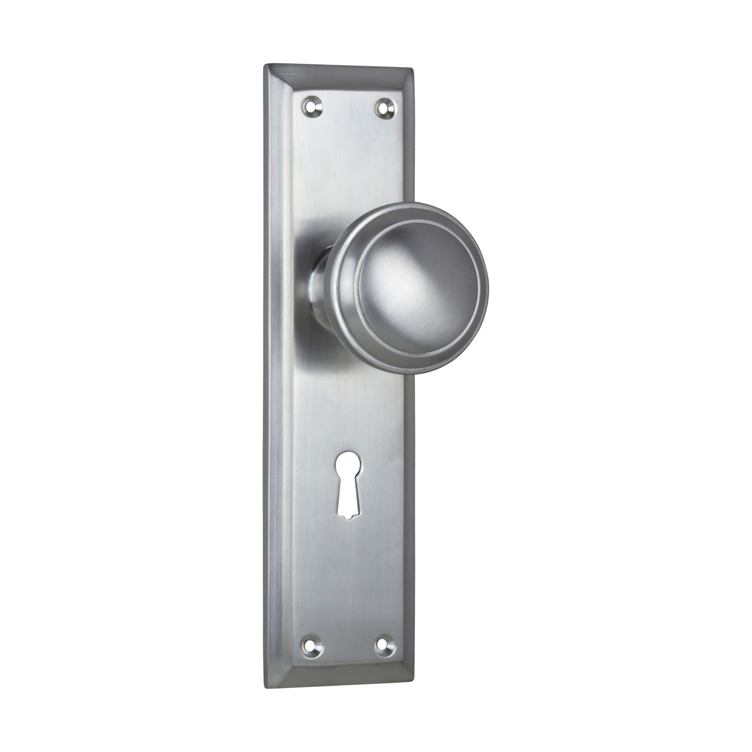 Milton 0737 Satin Chrome Door Knob Lock Set - H200xW50xP73mm - Perfect for Bedroom, Bathroom & Interior Doors - Durable & Stylish Hardware