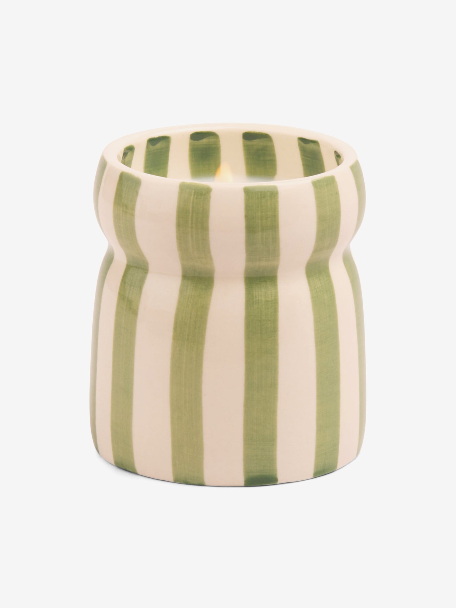 Paddywax Cabana Striped Ceramic Candle - Bora Bora Scent | Handmade Home Decor for Relaxation & Aromatherapy | Perfect for Bathrooms, Bedrooms & Living Spaces