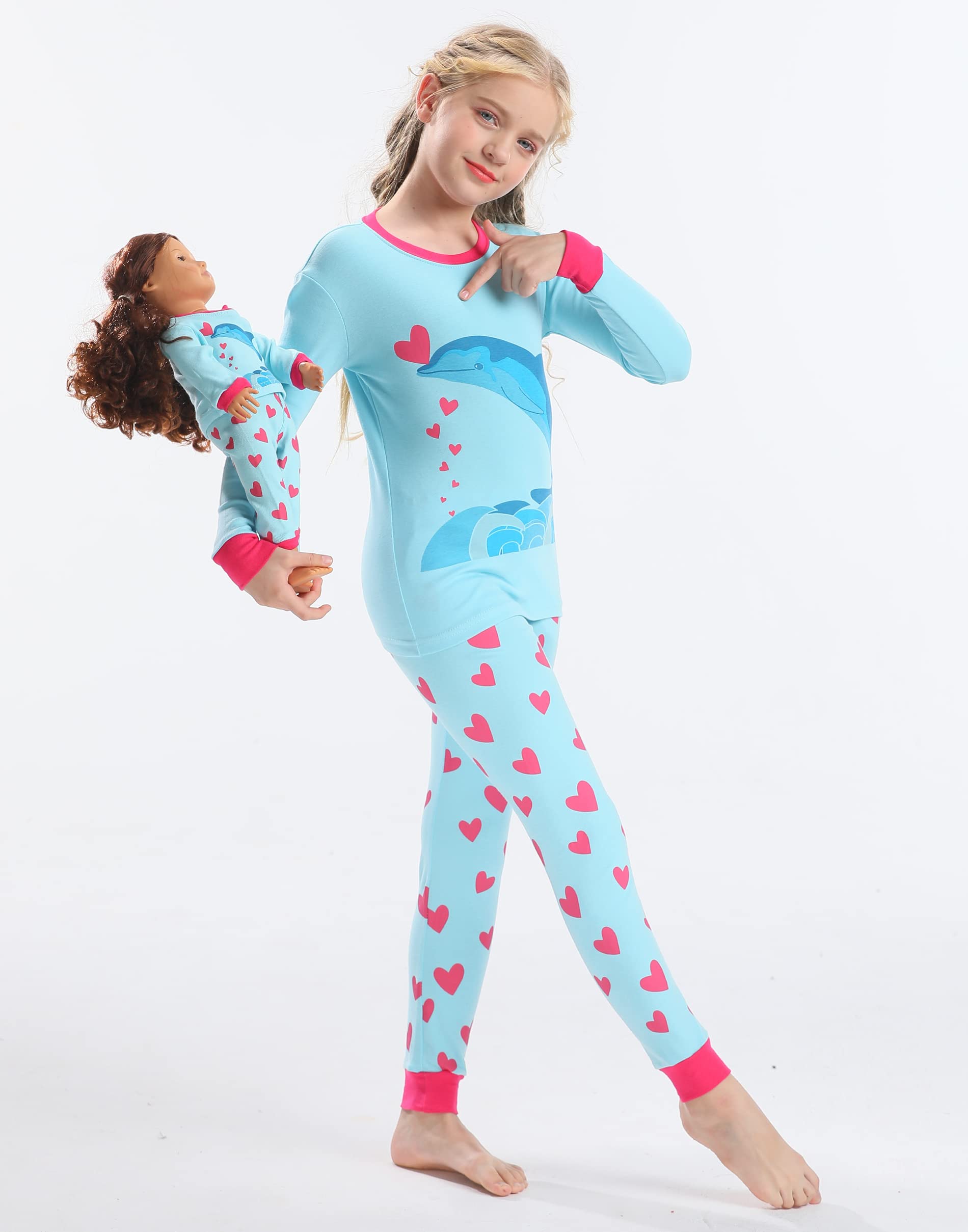 **Baby Girls Matching Pajama Set with Doll - Soft Cotton Sleepwear for Toddlers & Kids - Christmas Family Pajamas for Holiday Photos & Cozy Nights**