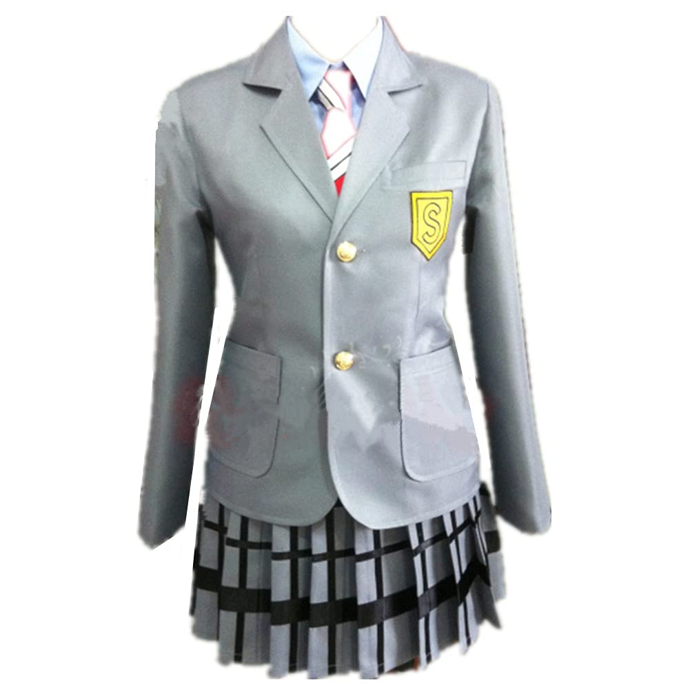 Miyazono Kaori Anime Cosplay Costume - School Uniform Set with Coat, Shirt, Skirt & Tie | Perfect for Halloween, Cosplay Events & Anime Conventions