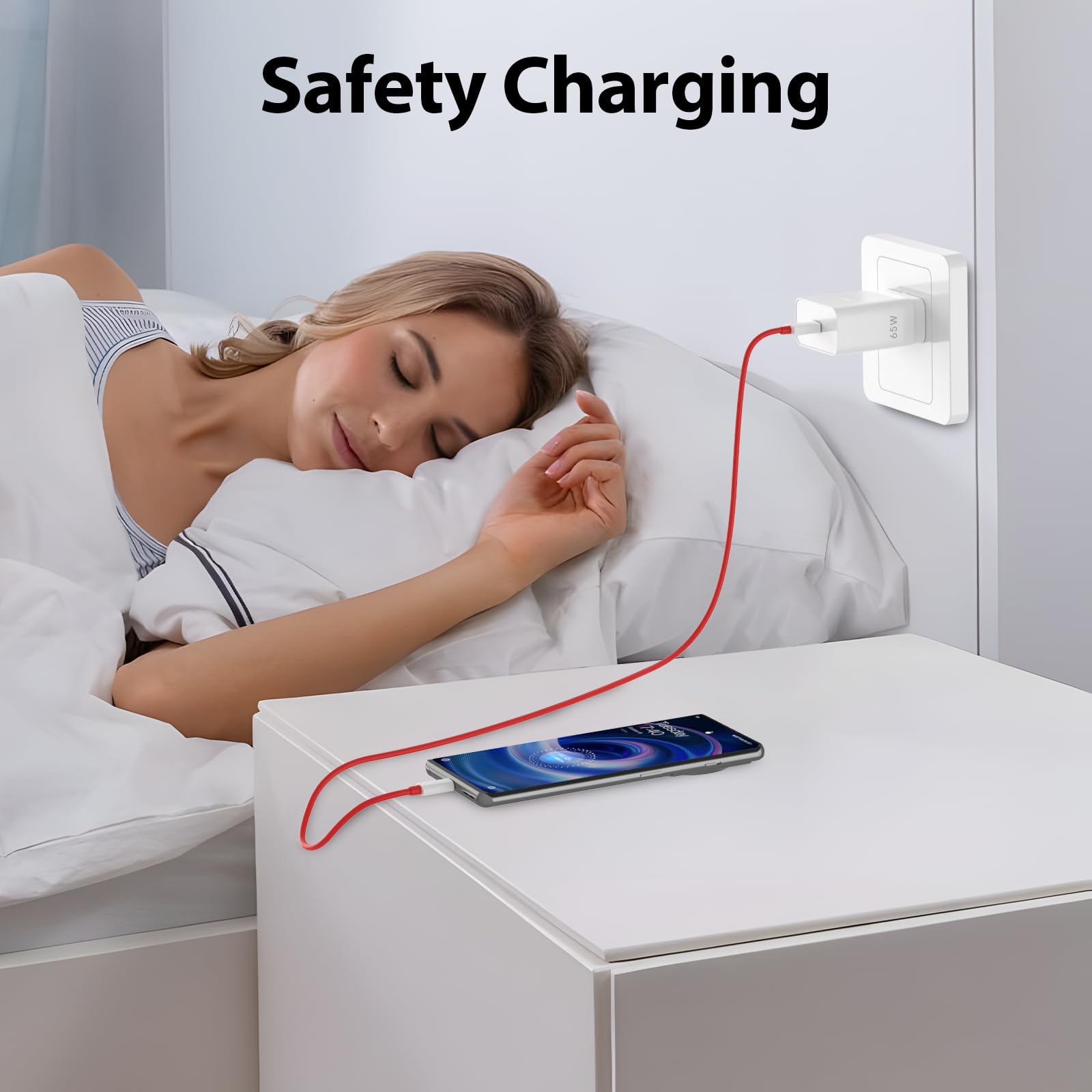 65W SuperVOOC Fast Charger for OnePlus 8/7/6 Series & Nord - 6A USB-C Cable Included - Compatible with OnePlus, OPPO, realme Phones - Perfect for Travel, Home & Office Charging