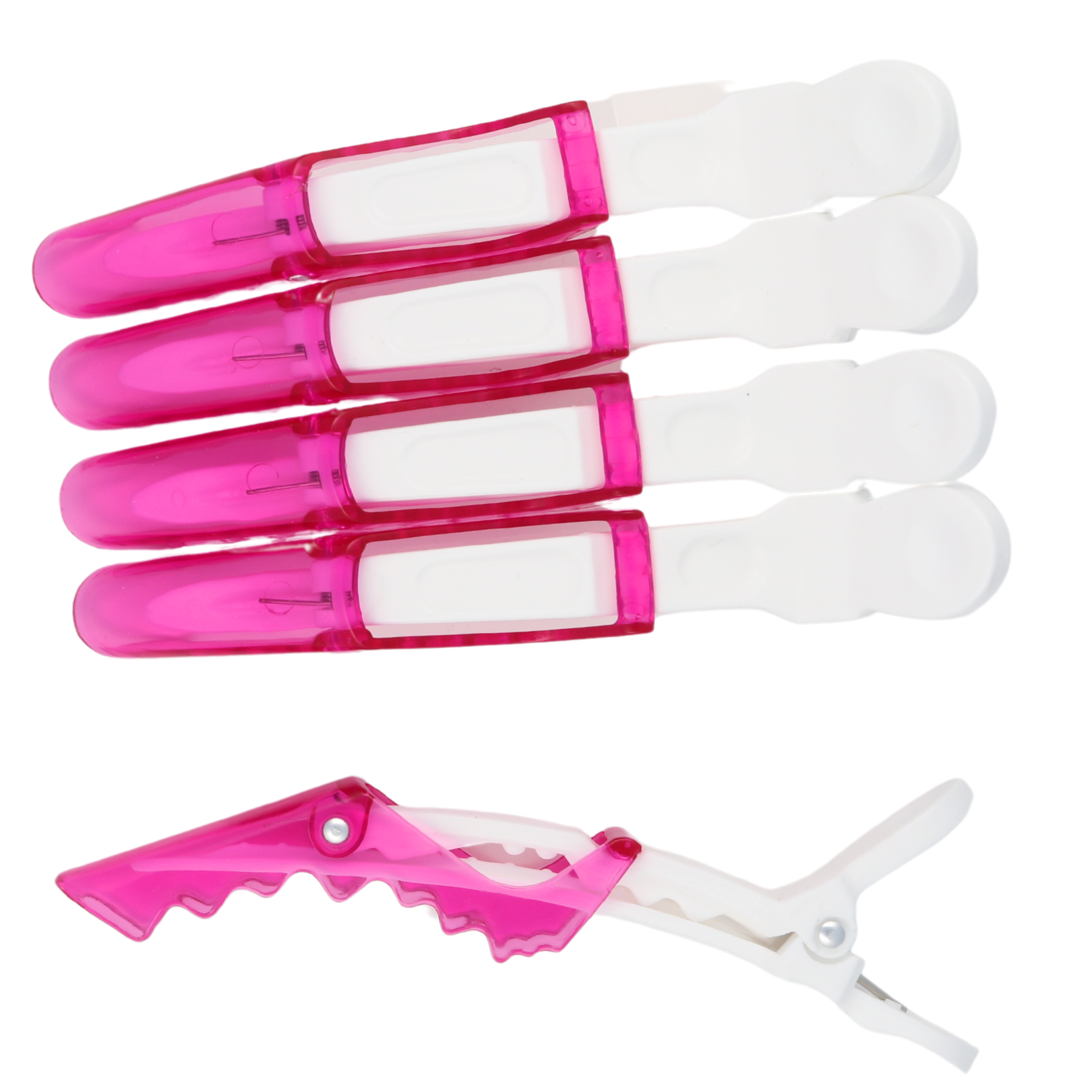 Allegro Alligator Hair Clips for Women - 5 Pack Pink & White Hair Clips for Styling, Braids, and Extensions - Perfect for Salon, Wedding, and Everyday Use