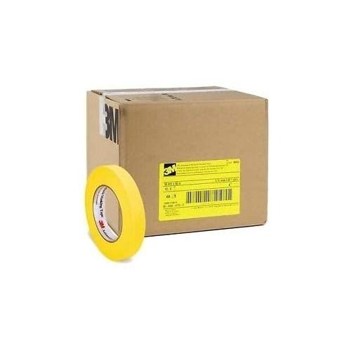 3M Automotive Refinish Yellow Masking Tape 18mm x 55m (Case of 48 Rolls) - High-Performance Adhesive Painters Tape for Auto Body Repair, Car Painting & Detailing | Perfect for Auto Shops, DIY Projects & Professional Refinishing