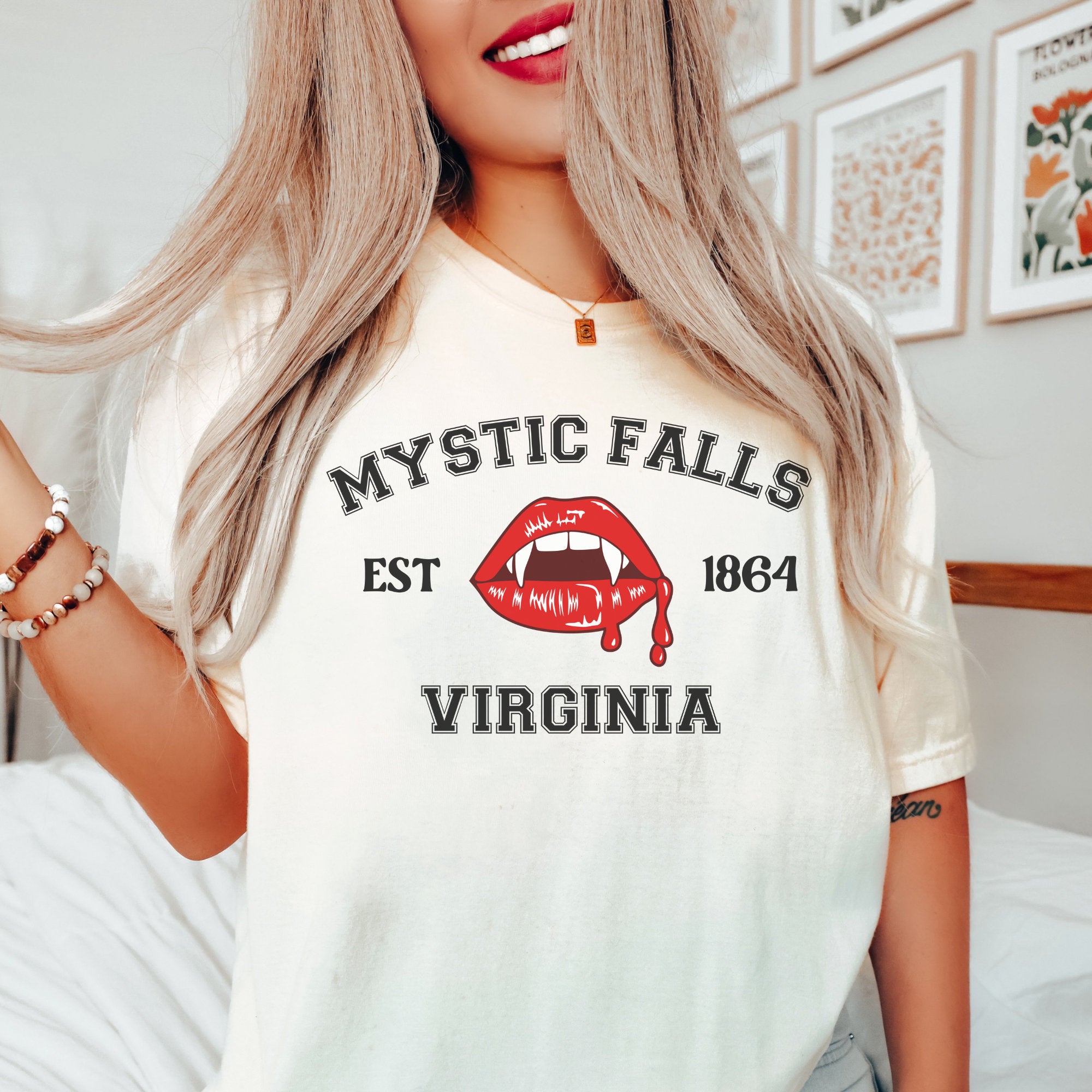 Vampire Diaries TVD Merch - Damon Salvatore & Stefan Salvatore T-Shirt - Mystic Falls Fan Gift - Perfect for Cosplay, Halloween, and TV Show Themed Parties