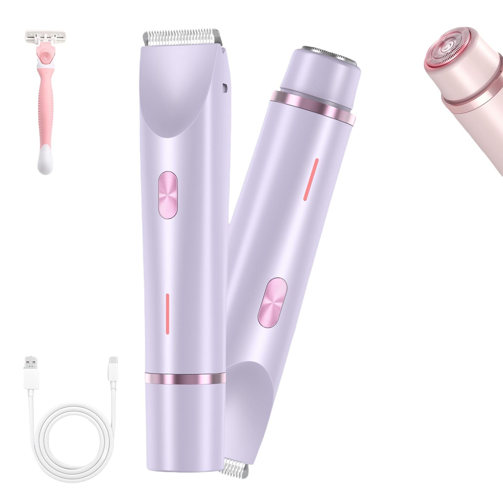 Pink Galaxy Electric Razor for Women - 2 in 1 Rechargeable Lady Shaver, Waterproof Wet/Dry Use, Full Body Hair Removal, Smooth & Comfortable Shaving (Purple) - Perfect for Travel, Gym & Everyday Use