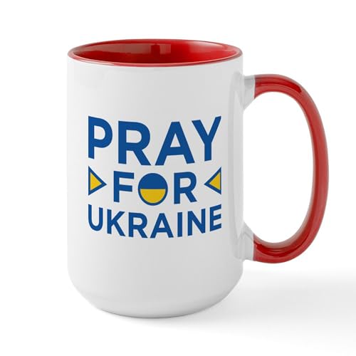 White/Red Inside - Pray For Ukraine Large Mug