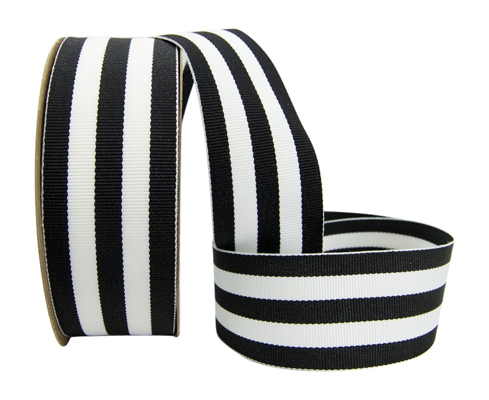 7/8 Inch Black Grosgrain Ribbon - 100% Polyester, 5 Yards, Mono Stripes Design | Perfect for Gift Wrapping, Hair Bows, Crafts & DIY Projects
