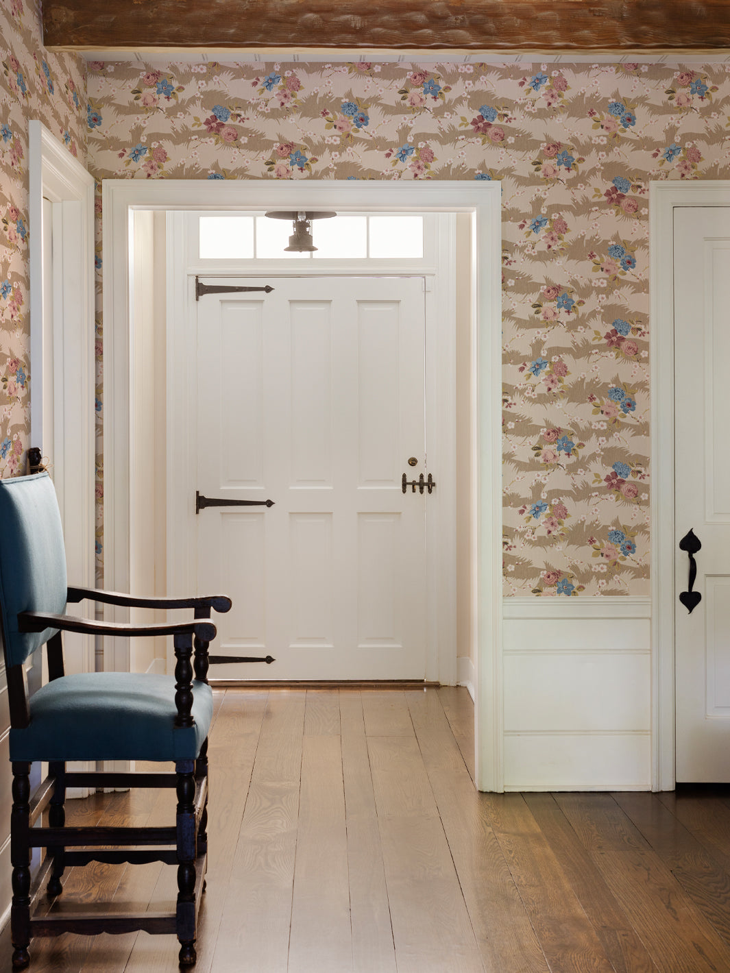 Nathan Turner Dora Chintz Wallpaper - Taupe & Mustard Floral Pattern for Living Room & Bedroom Decor