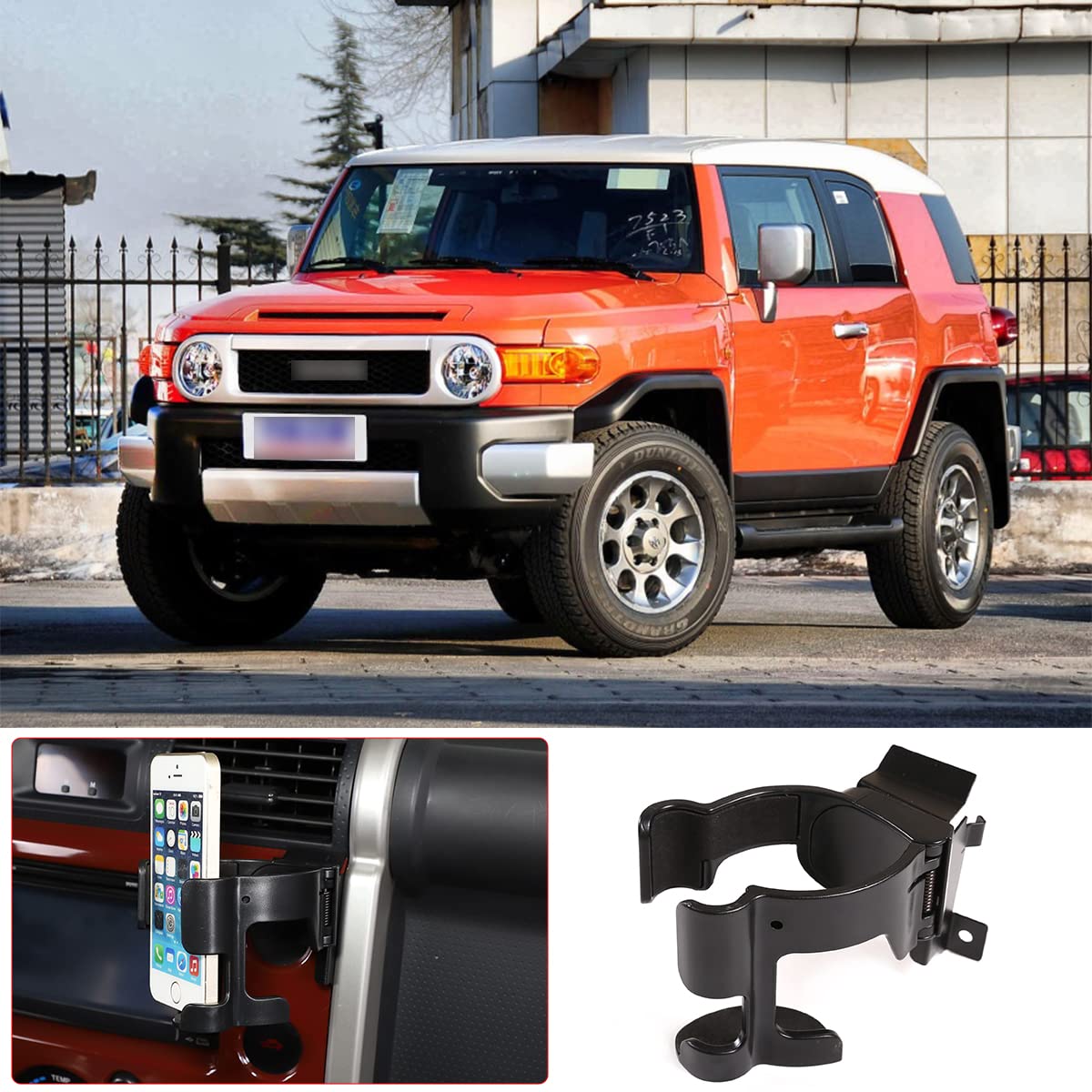 Universal Car Phone Holder Mount for Toyota FJ Cruiser 2007-2021 - Anti-Slip Cup Holder & Air Vent Cell Phone Stand - Hands-Free Black Phone Cradle for Safe Driving & Navigation