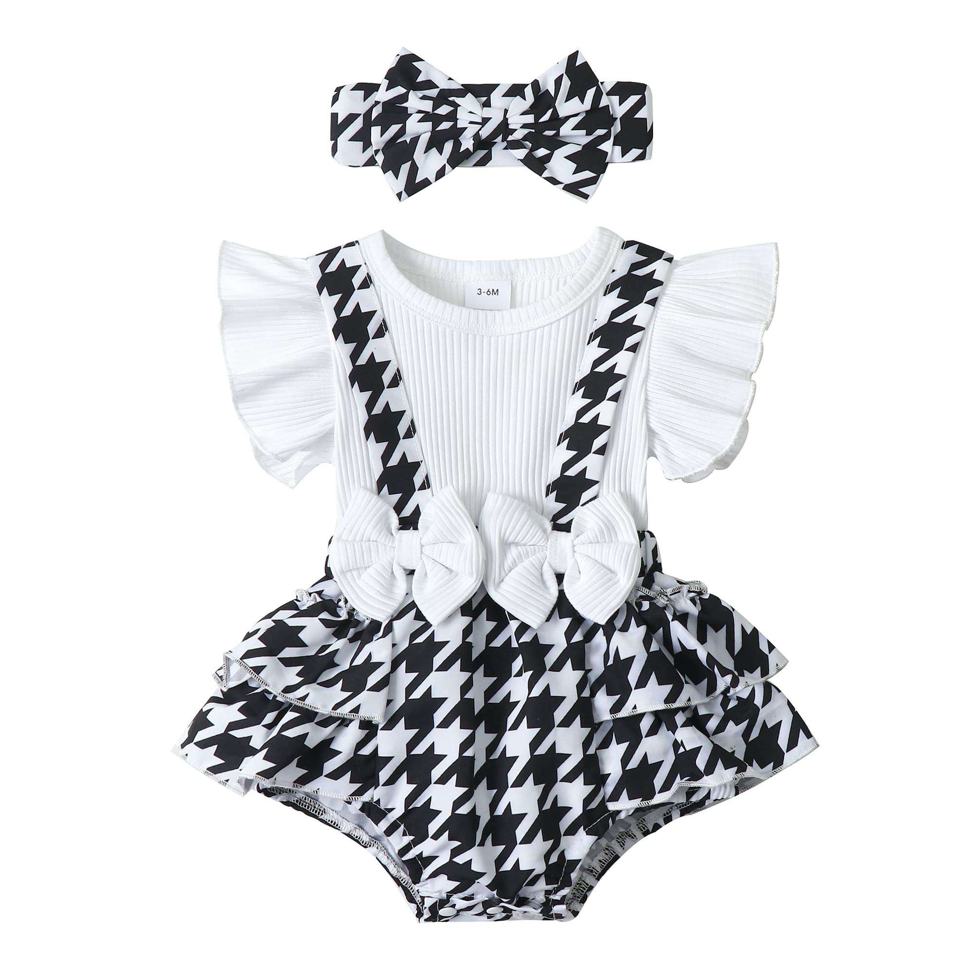 Newborn Baby Girl Clothes - Floral Romper Dress with Ruffled Sleeves & Headband | Cute Infant Jumpsuit for Spring & Summer | Perfect for Photoshoots, Parties & Special Occasions