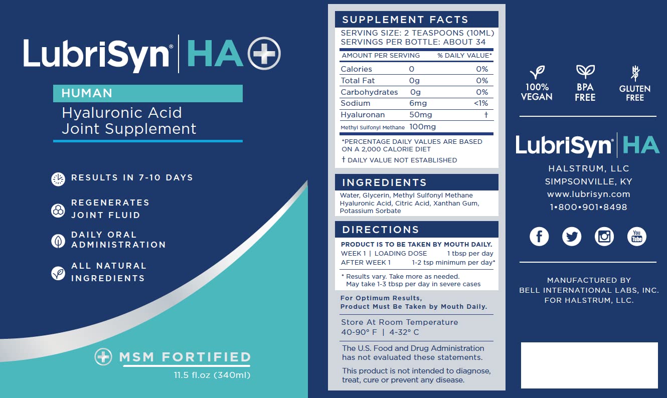 Lubrisyn HA with MSM - Vegan Joint Relief Supplement for Humans - Liquid Hyaluronic Acid Formula for Healthy Joints & Mobility - 90 Day Supply (3 Pack) - Made in USA - Supports Active Lifestyle & Daily Comfort