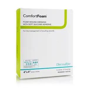 ComfortFoam Self-Adhesive Silicone Foam Wound Dressing - Non-Border 4x4 Inches (10x10cm) - Gentle Skin Protection for Post-Surgery, Burns & Chronic Wounds - Medical Grade First Aid Bandage for Sensitive Skin Care