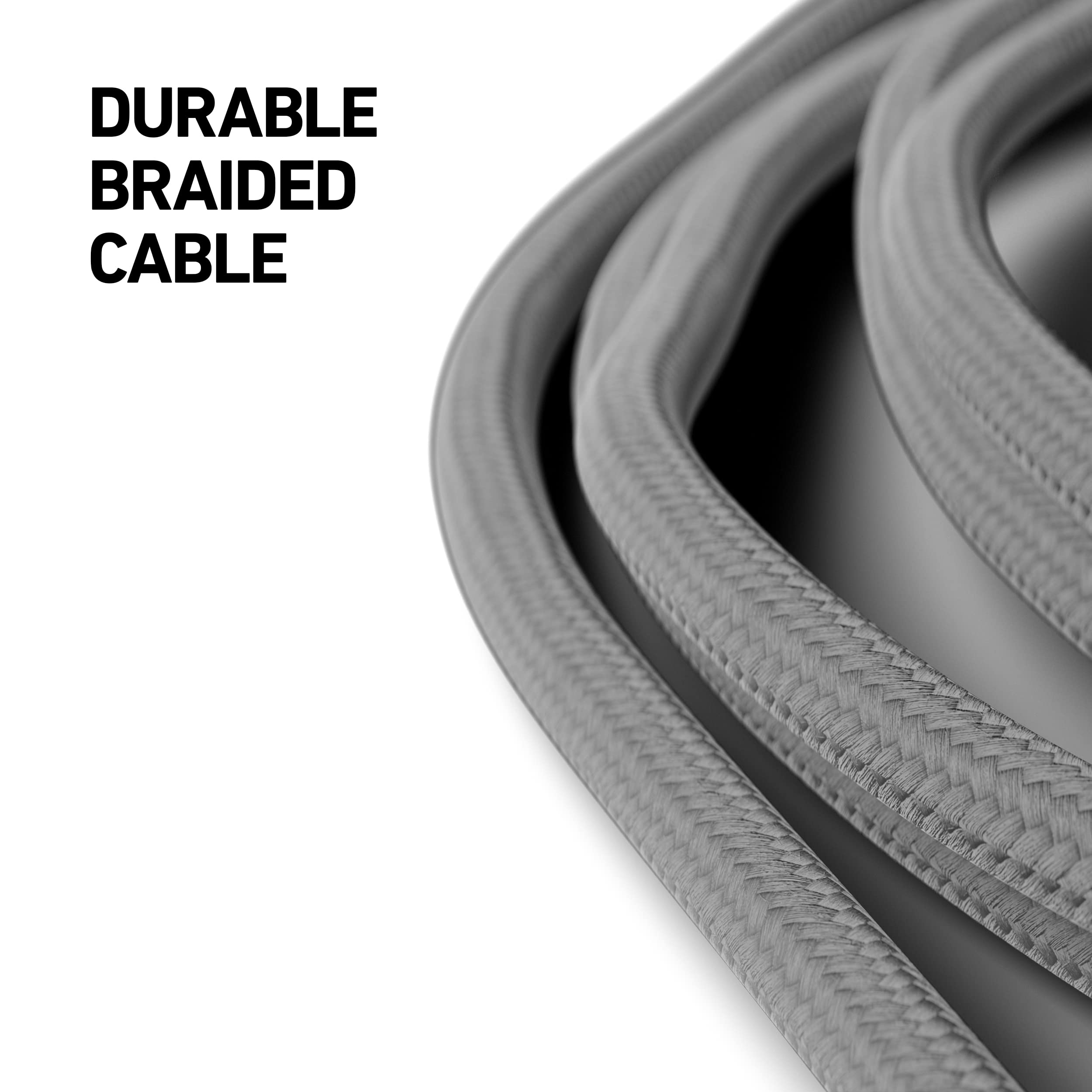 SCUF Braided USB-C Cable 6ft/2m - Fast Charging & Data Sync for Xbox Series X, PS5 Controllers & Smartphones (Light Gray) - Perfect for Gaming, Office & Travel Use