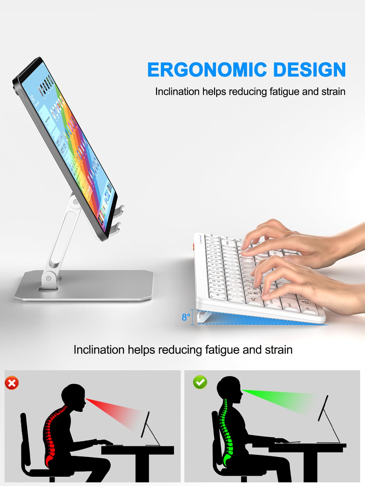 EDJO Wireless Keyboard for Mac & Windows - Bluetooth 2.4G Dual Mode Slim Rechargeable Keyboard for iPad, MacBook, Android, Laptop & Tablet | Ergonomic Design, Portable for Home, Office & Travel Use