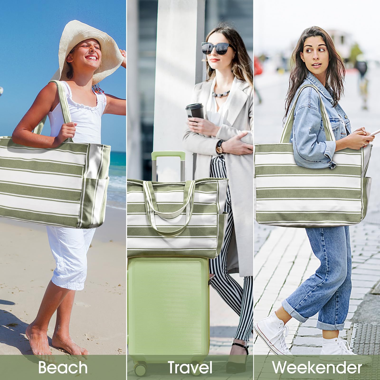 **Oscaurt Beach Bags for Women - Large Waterproof Weekender Travel Bag, Swim Pool Tote with Pockets - Perfect for Vacation, Beach Trips & Summer Essentials**