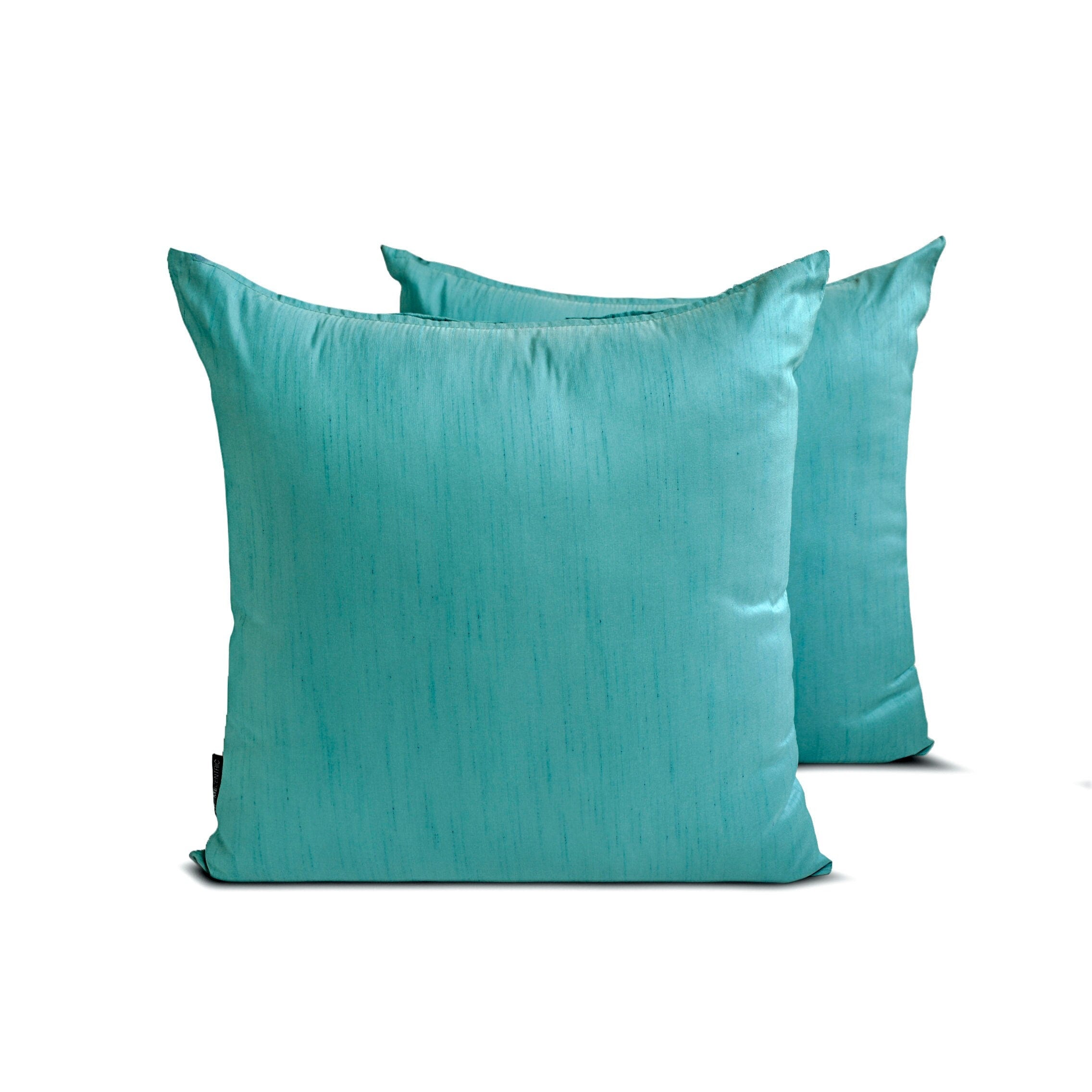 Luxury Aqua Blue Silk Throw Pillow Covers Set of 2 - Elegant Home Decor for Sofa, Bedroom & Living Room