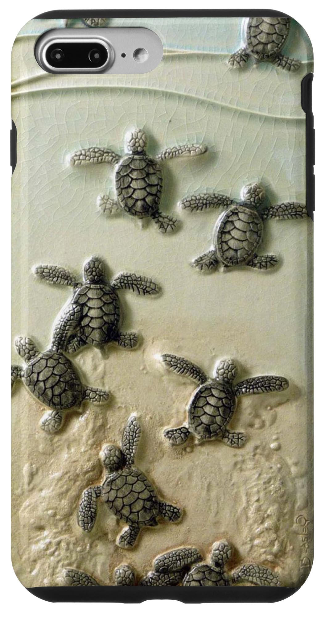 Premium iPhone 7 Plus/8 Plus Phone Case - Eco-Friendly Baby Green Sea Turtles Design with Blue Ocean Theme | Perfect for Beach Lovers, Marine Life Enthusiasts & Outdoor Adventures