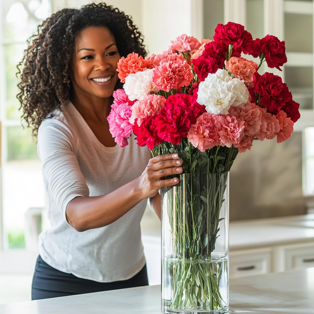 100 Assorted Fresh Carnations - Beautiful Birthday, Anniversary, Wedding & Home Decor Flowers - Perfect for Gifts, Events & Floral Arrangements (OM)