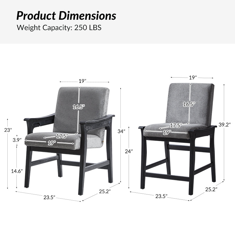 Modern Upholstered Counter Stool with Quick Shift to Dining Chair - Versatile Kitchen Island, Bar & Dining Room Seating for Home & Restaurant Use