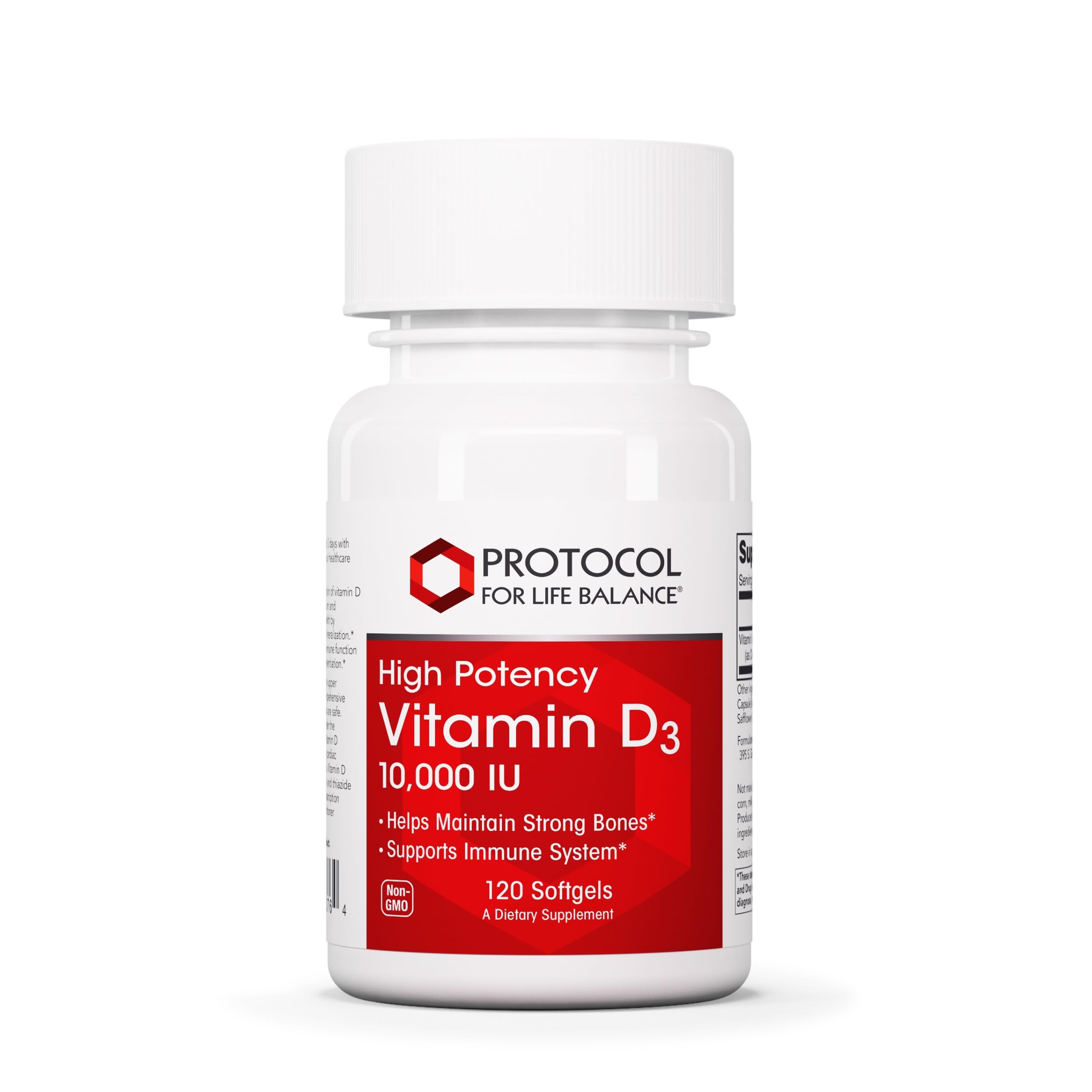 PROTOCOL FOR LIFE BALANCE High Potency Vitamin D3 10,000 IU Softgels - Immune System Support, Bone & Teeth Health - 120 Count - Great for Winter Wellness & Indoor Lifestyle