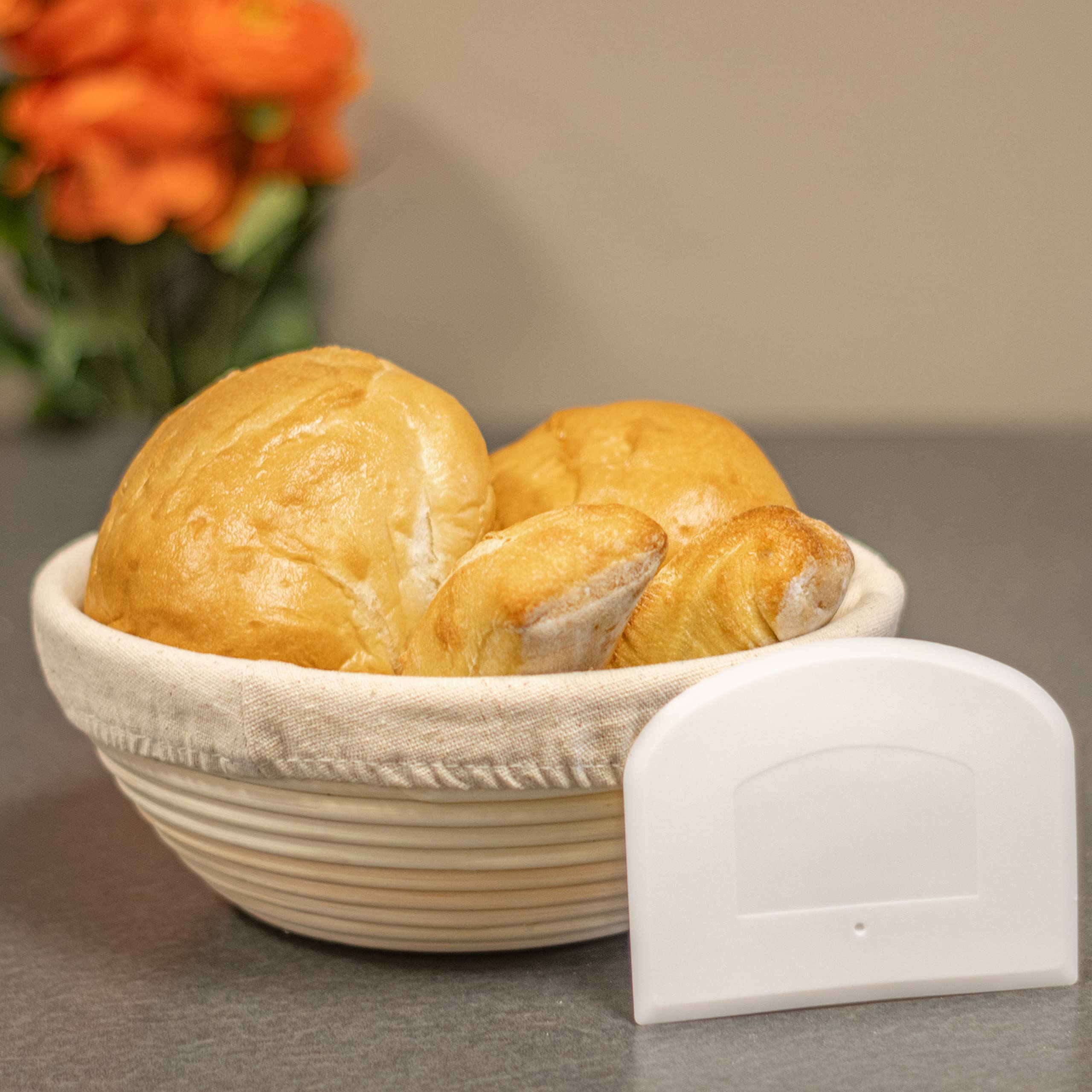 Blue Ridge Bread Proofing Basket with Dough Scraper - Rattan Banneton for Sourdough Baking | Perfect for Artisan Bread Making at Home