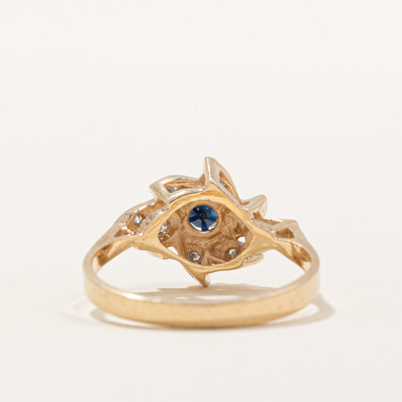 Sapphire and Diamond Cluster Ring - 0.16ct Sapphire with 0.04ctw Diamonds - Size 6.25 - Elegant Jewelry for Women, Perfect for Engagement, Anniversary, and Special Occasions