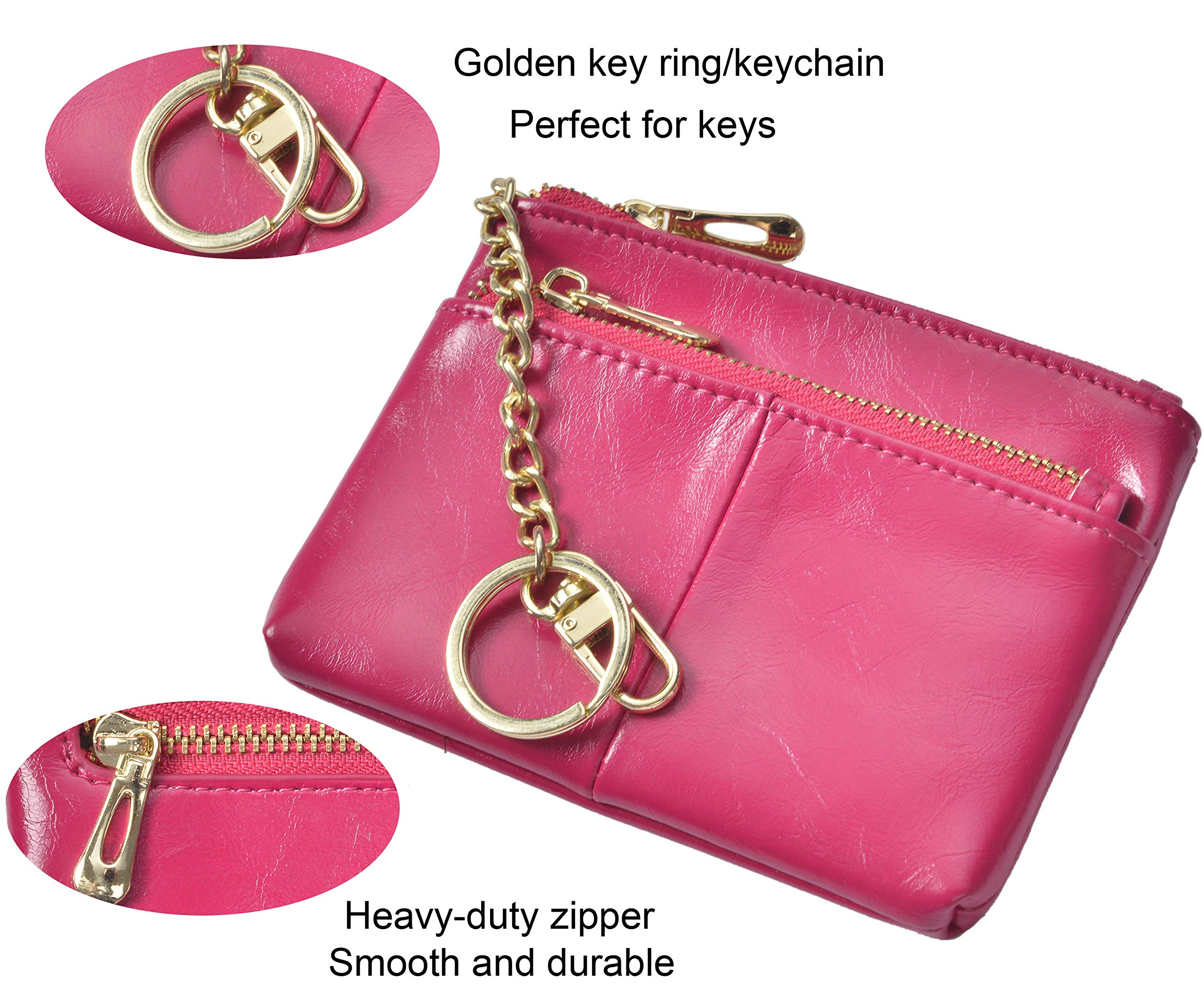 Beurlike Women's RFID Blocking Coin Purse - Small Leather Wallet with Keychain for Cards, Cash & Change | Perfect for Travel, Shopping & Everyday Use