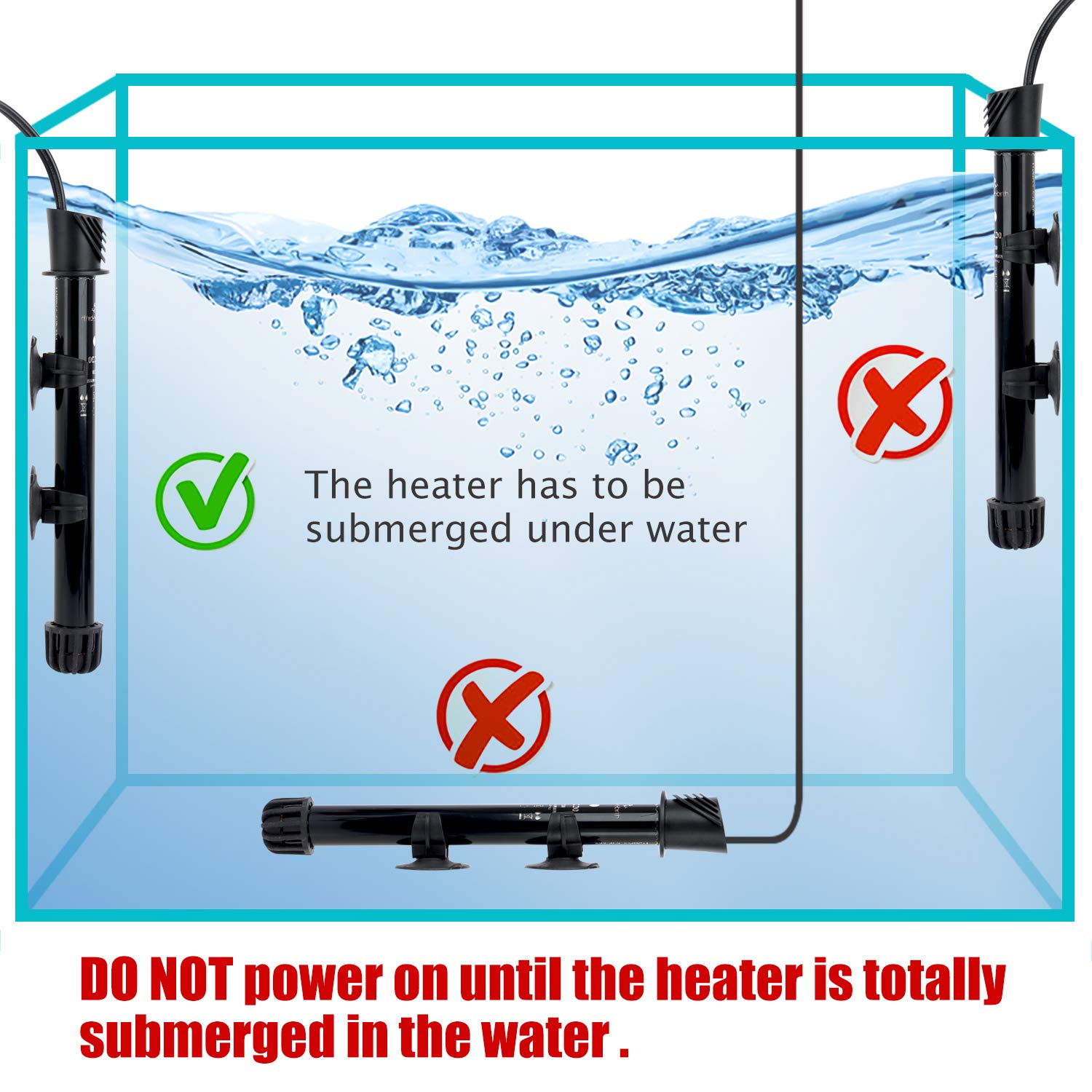 Water Rebirth HC100 Submersible Aquarium Heater 100W - Adjustable Fish Tank Heater for Freshwater & Marine Aquariums - Perfect for Tropical Fish Tanks, Turtle Tanks, and Aquatic Plants