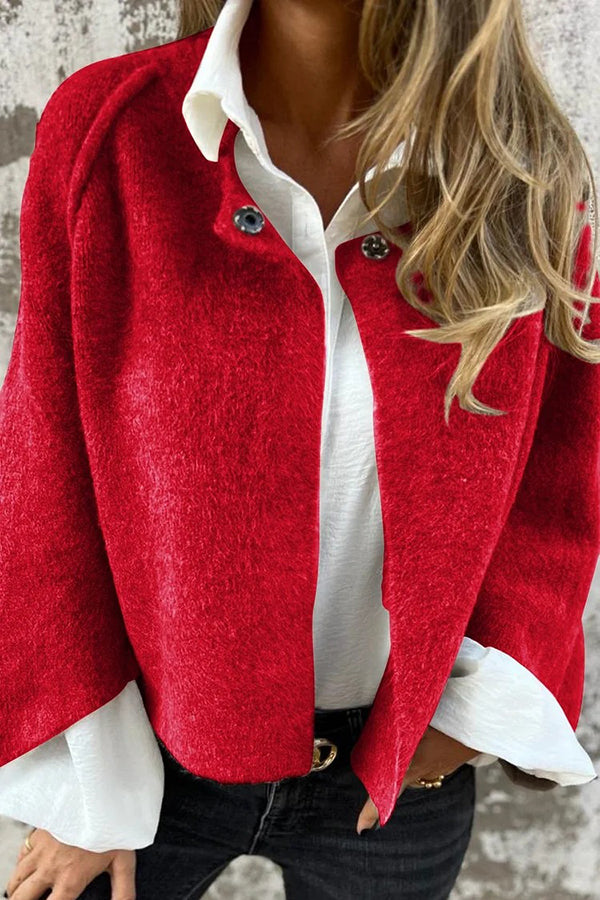 Stylish Loose-Fit Cashmere Short Jacket for Women - Cozy & Elegant Fall and Winter Outerwear for Casual Outings and Office Wear