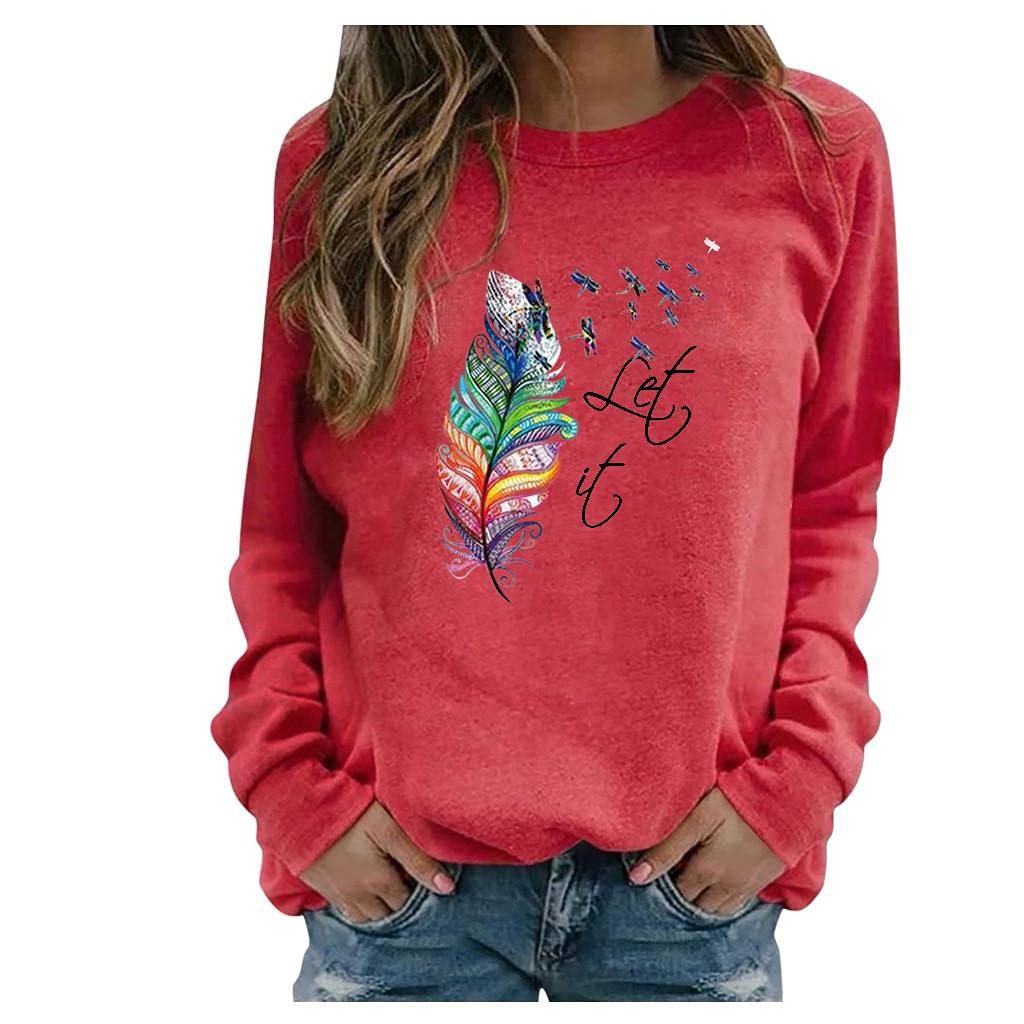 FABIURT Women's Cute Dandelion Print Sweatshirt - Casual Crewneck Long Sleeve Pullover Graphic Sweater Blouse | Perfect for Fall Outfits, Weekend Wear & Coffee Dates