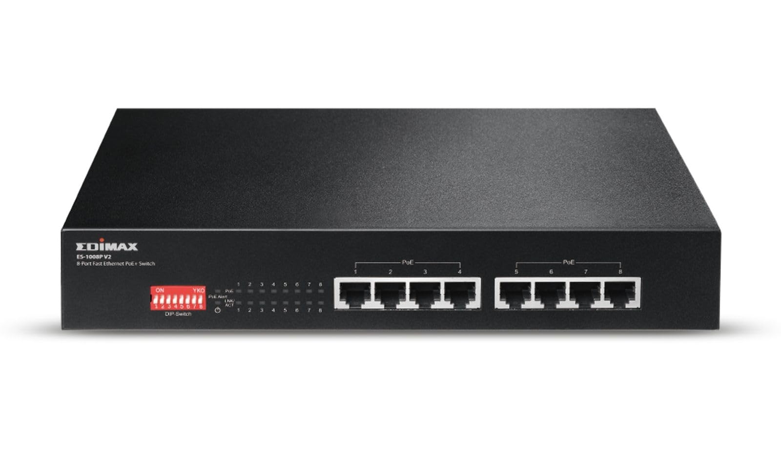 Edimax ES-1008P_V2 8-Port Gigabit Ethernet Switch with 4 PoE+ Ports - Long Range Power Over Ethernet for IP Cameras, VoIP Phones & Wireless Access Points - Ideal for Home Office & Small Business Network Setup