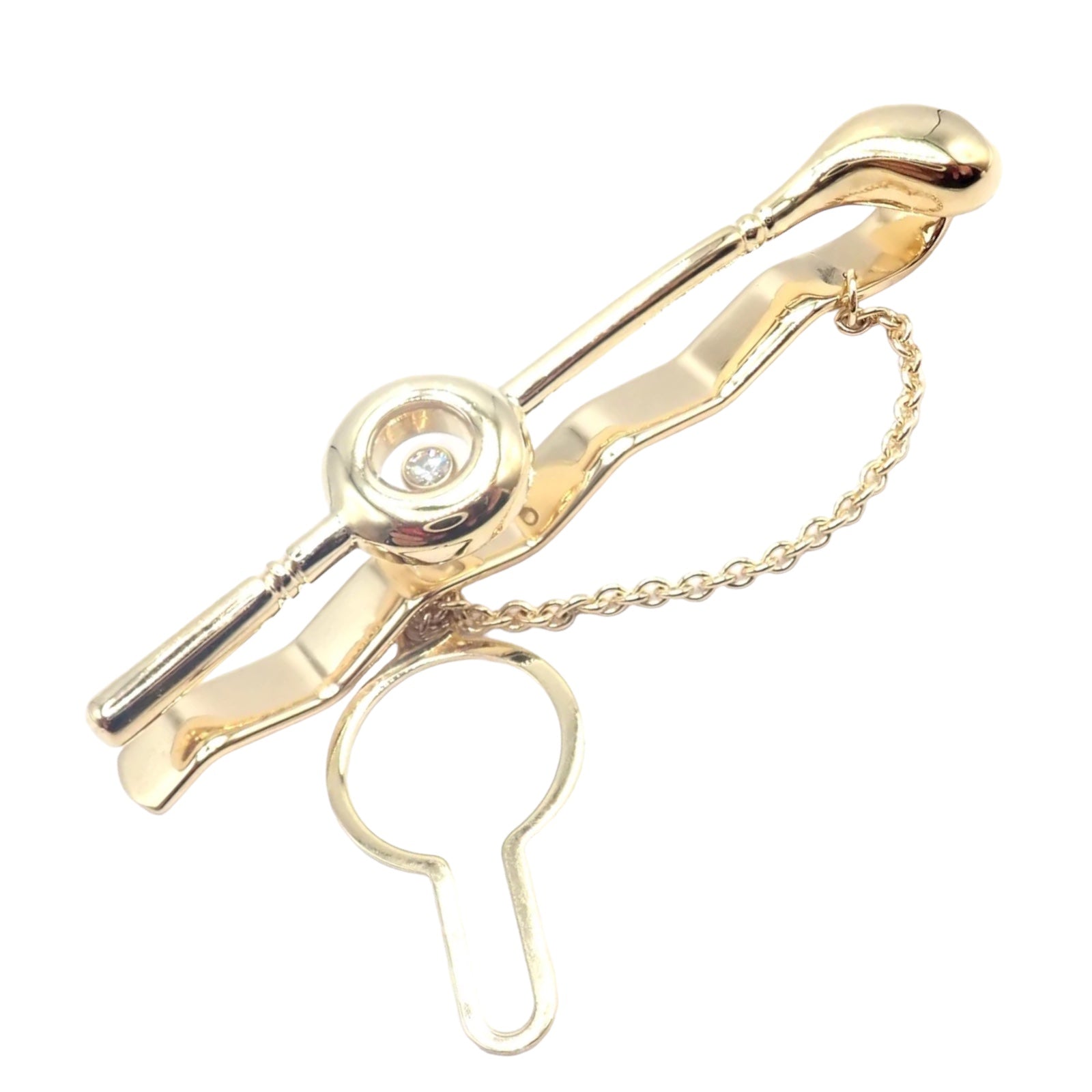 Authentic Vintage Chopard 18k Yellow Gold Happy Diamond Golf Club Tie Clip - Luxury Men's Accessory for Business, Wedding & Formal Events