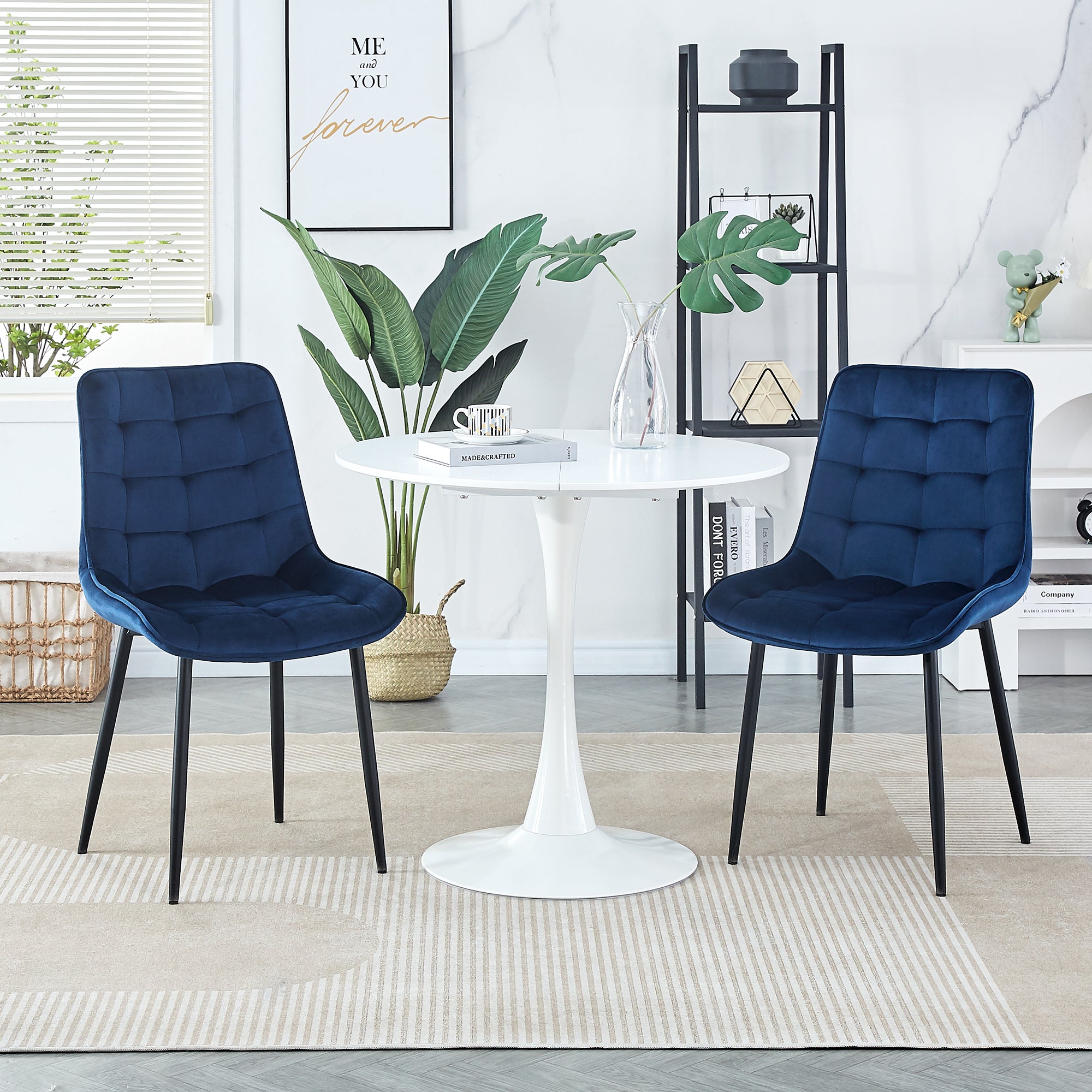 Modern Blue Dining Chairs Set of 2 - Contemporary Style with Advanced Technology - Perfect for Restaurants, Cafes, Bars, Offices & Living Rooms - Easy Assembly & Sturdy Design - Ideal for Home Dining & Commercial Spaces