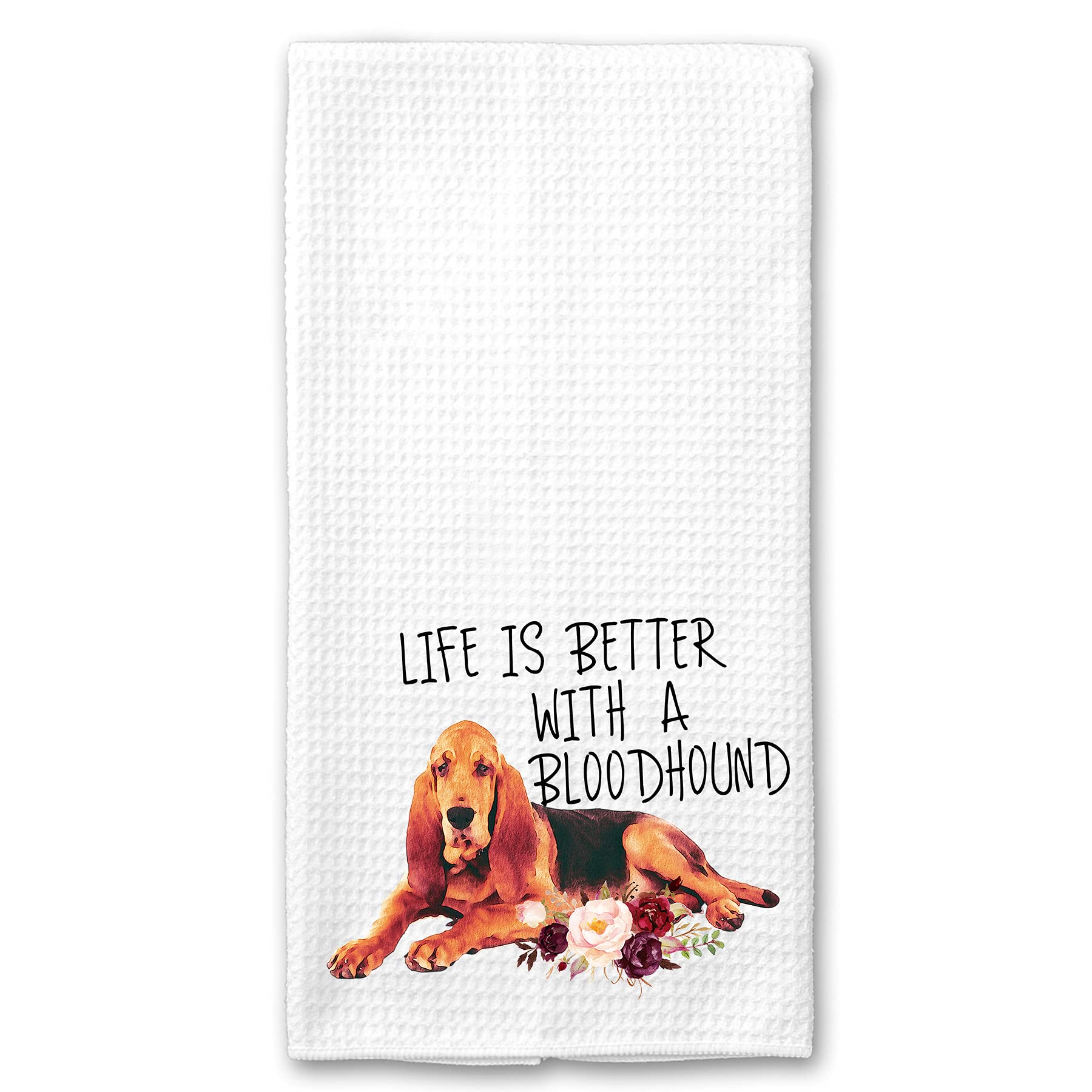 Premium Bloodhound Waffle Weave Microfiber Kitchen Towels - Absorbent & Durable Dog-Themed Dish Cloths for Animal Lovers - Perfect for Cooking, Cleaning & Gifts for Dog Owners