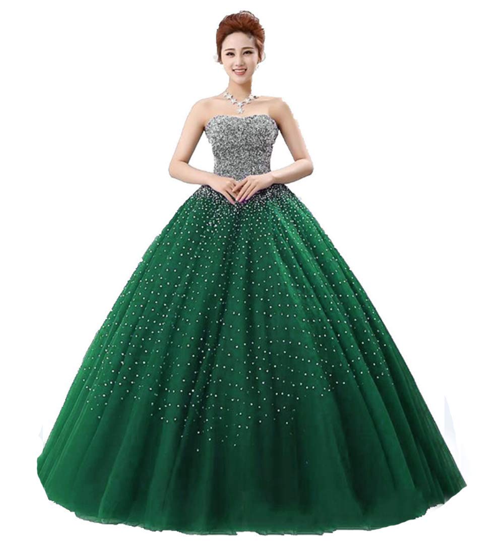 Elegant ANGELA Women's Beaded Ball Gown Quinceanera Dress - Long Formal Pageant Dresses for Prom, Wedding, Sweet 16 & Special Occasions