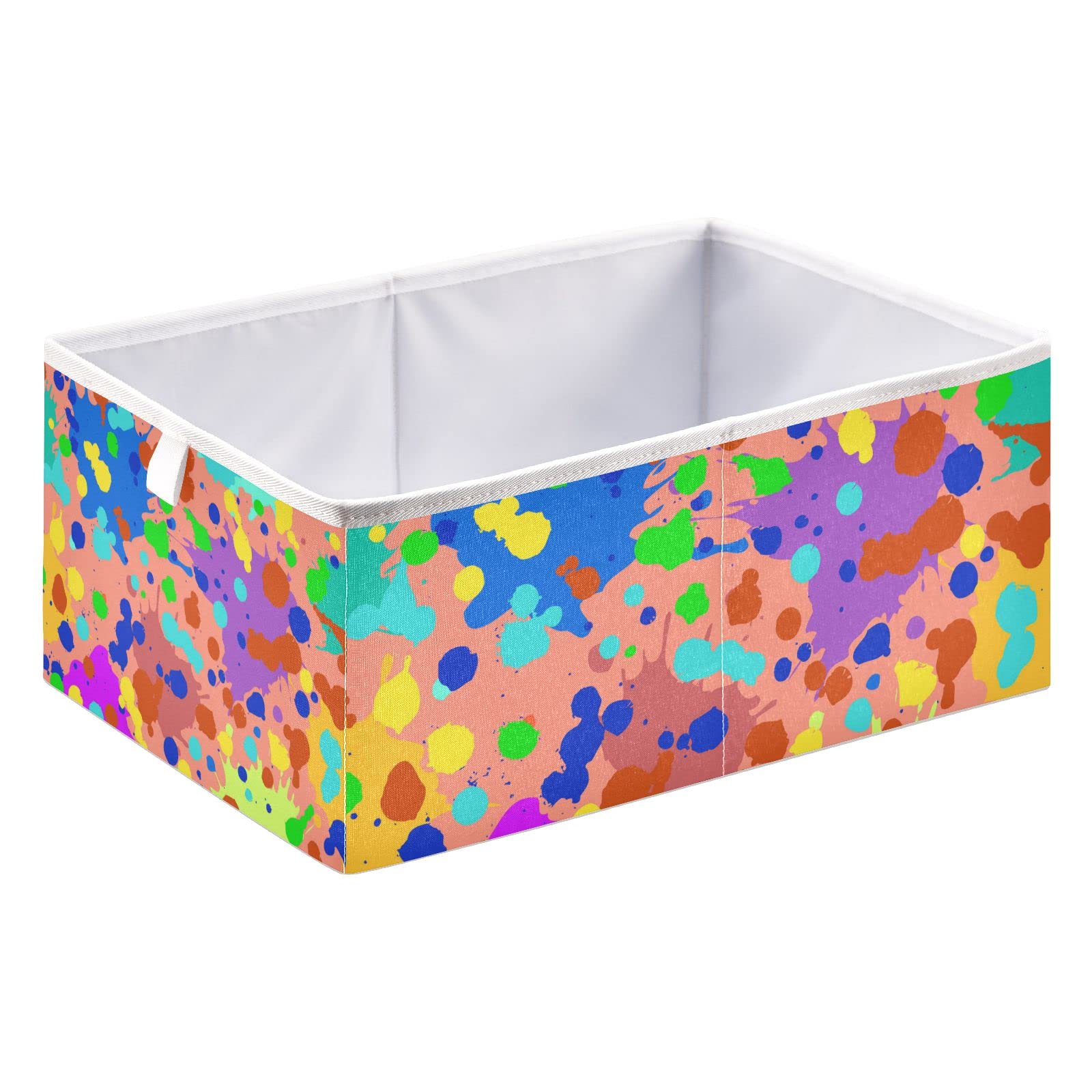 Foldable Fabric Storage Bins 15.75x10.63x6.96 Inches - Collapsible Cube Organizer Baskets for Shelves, Closet, Nursery & Home Organization - Modern Splash Pattern Storage Boxes for Toys, Books & Clothes