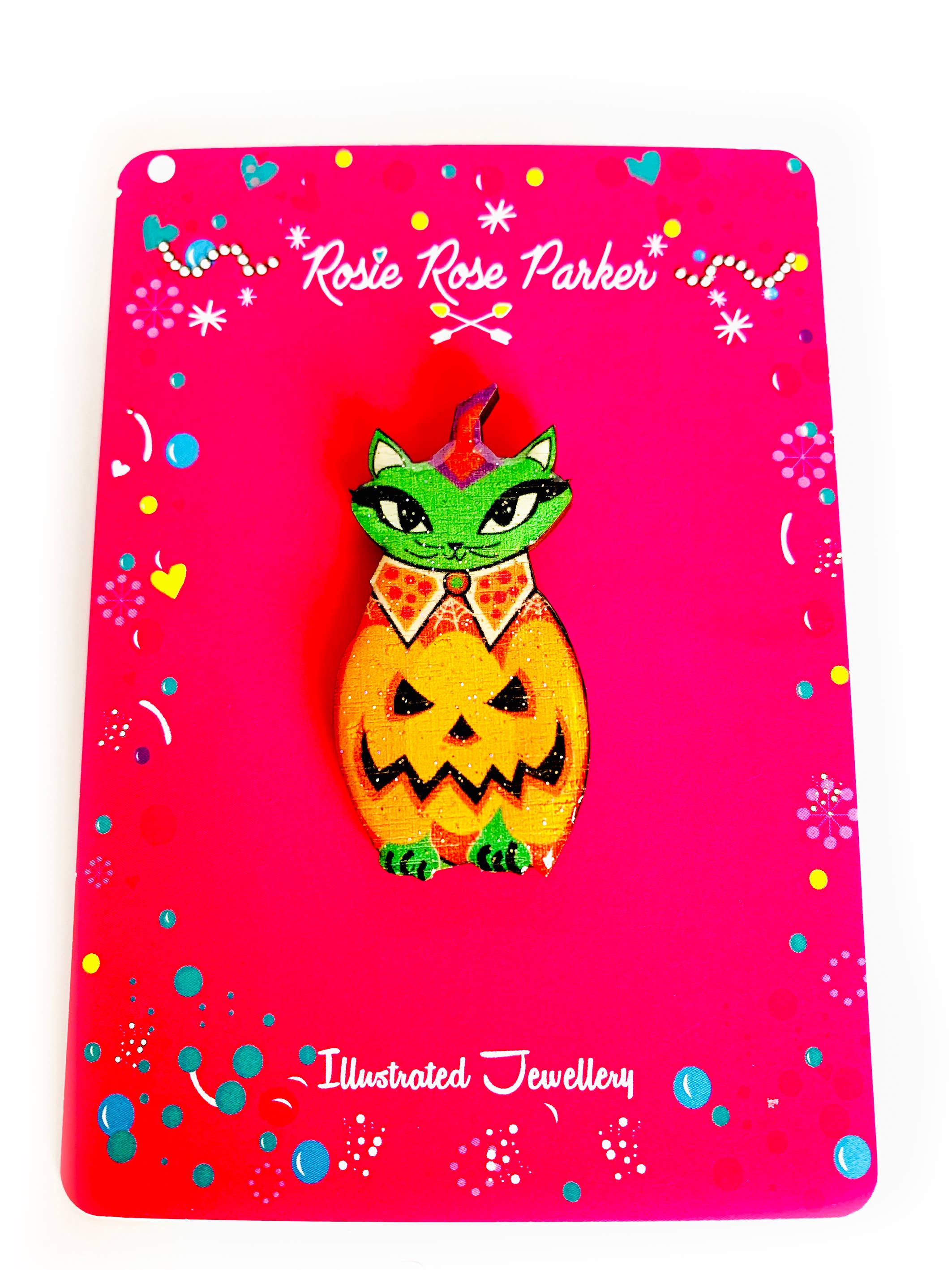 Adorable Cat in a Pumpkin Costume Enamel Pin - Cute Halloween Pet Accessory by Rosie Rose Parker - Perfect for Jackets, Backpacks & Gift Giving